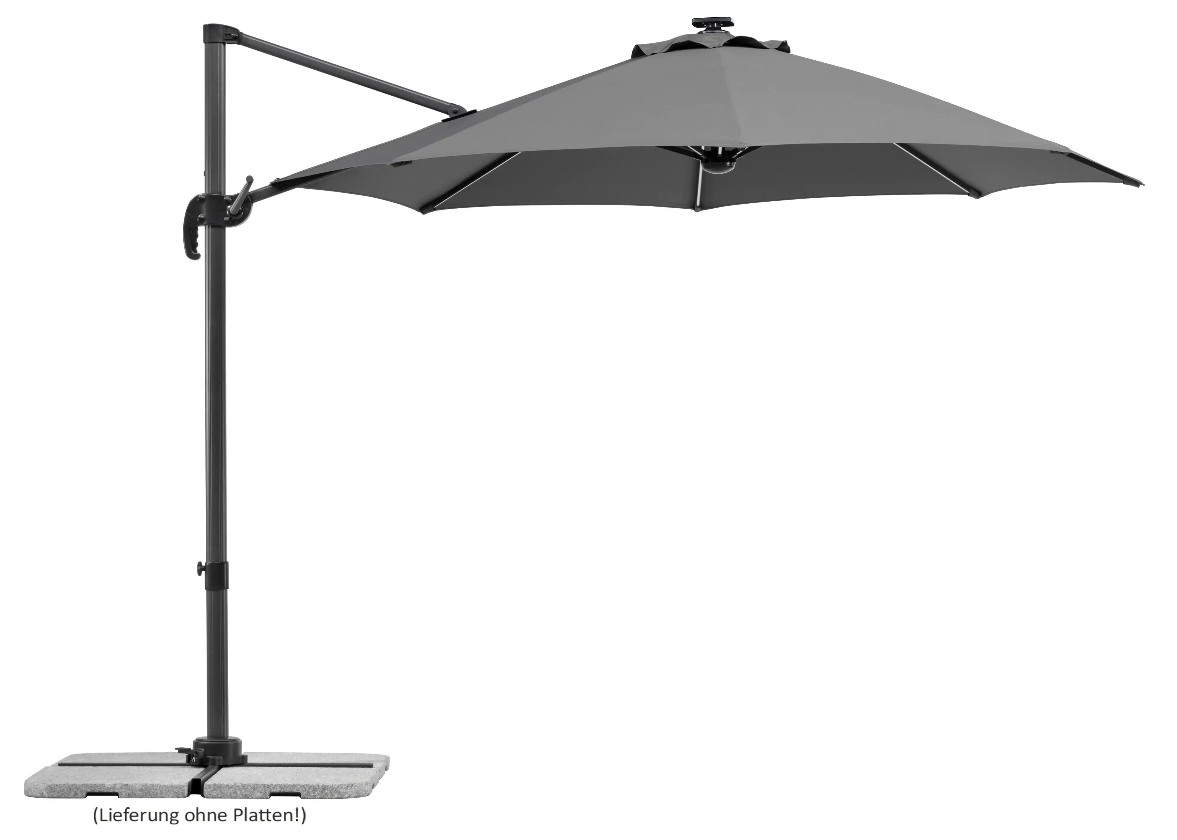 Schneider Ampelschirm Rhodos Blacklight anthrazit Ø 300 cm inkl. Sonnenschirmhülle