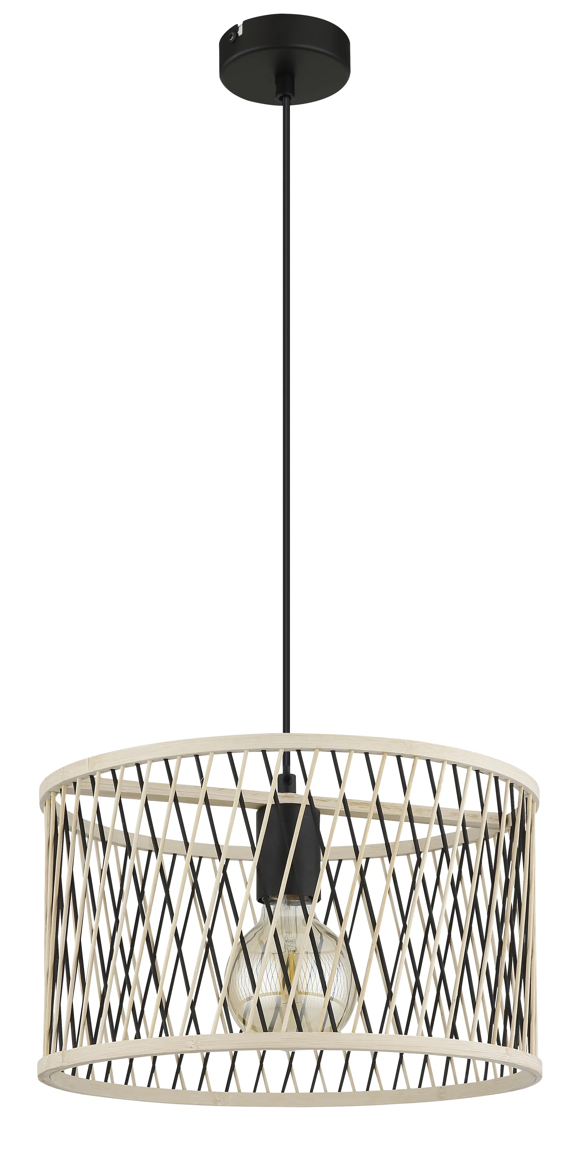 Globo Hängeleuchte Mali Ø 35 x 150 cm Bambus schwarz matt
