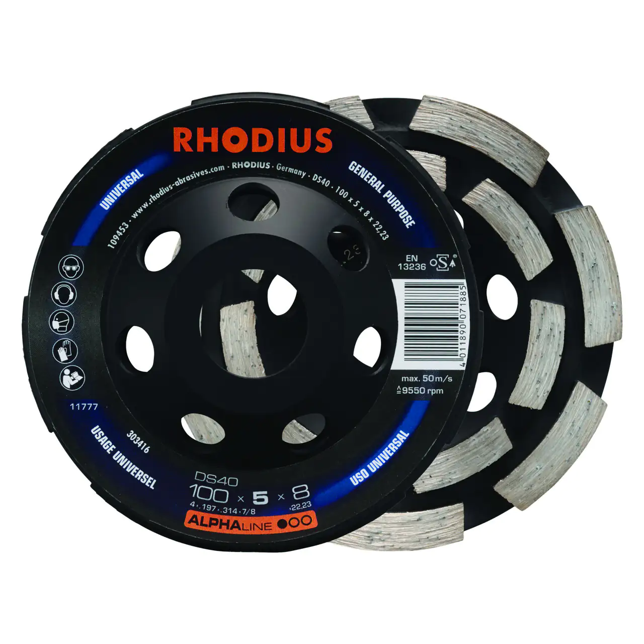 Rhodius Diamantschleiftopf DS40 Beton Ø 100 mm Bohrung 22,23 mm