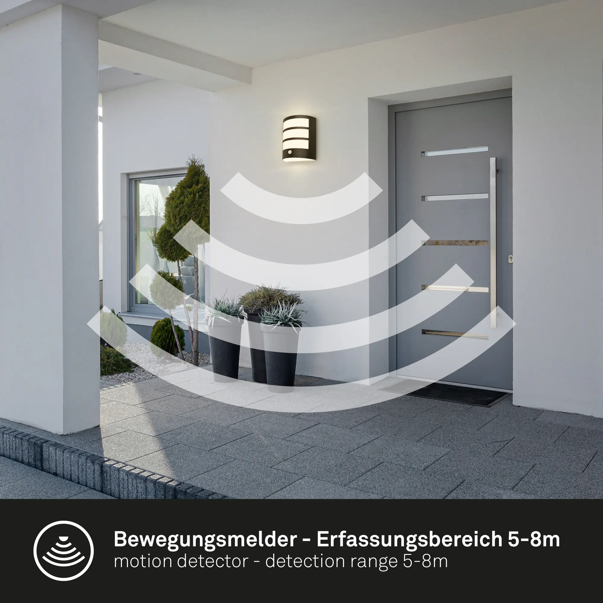 Briloner LED Akku-Außenwandleuchte 5,8W schwarz Bewegungssensor warmweiß