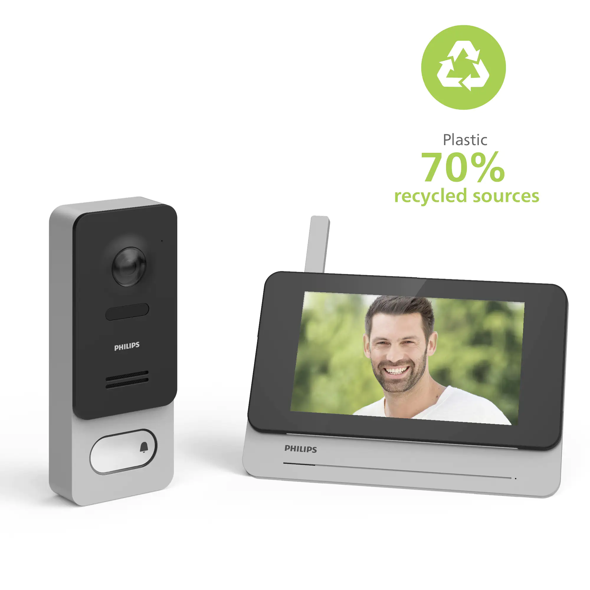 Philips Türsprechanlage WelcomeEye Wireless Video-Türsprechanlage, 7 Zoll Touchscreen