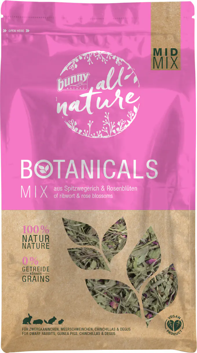 Bunny Nature Botanicals Mid Mix Spitzwegerich & Rosenblüten 120 g