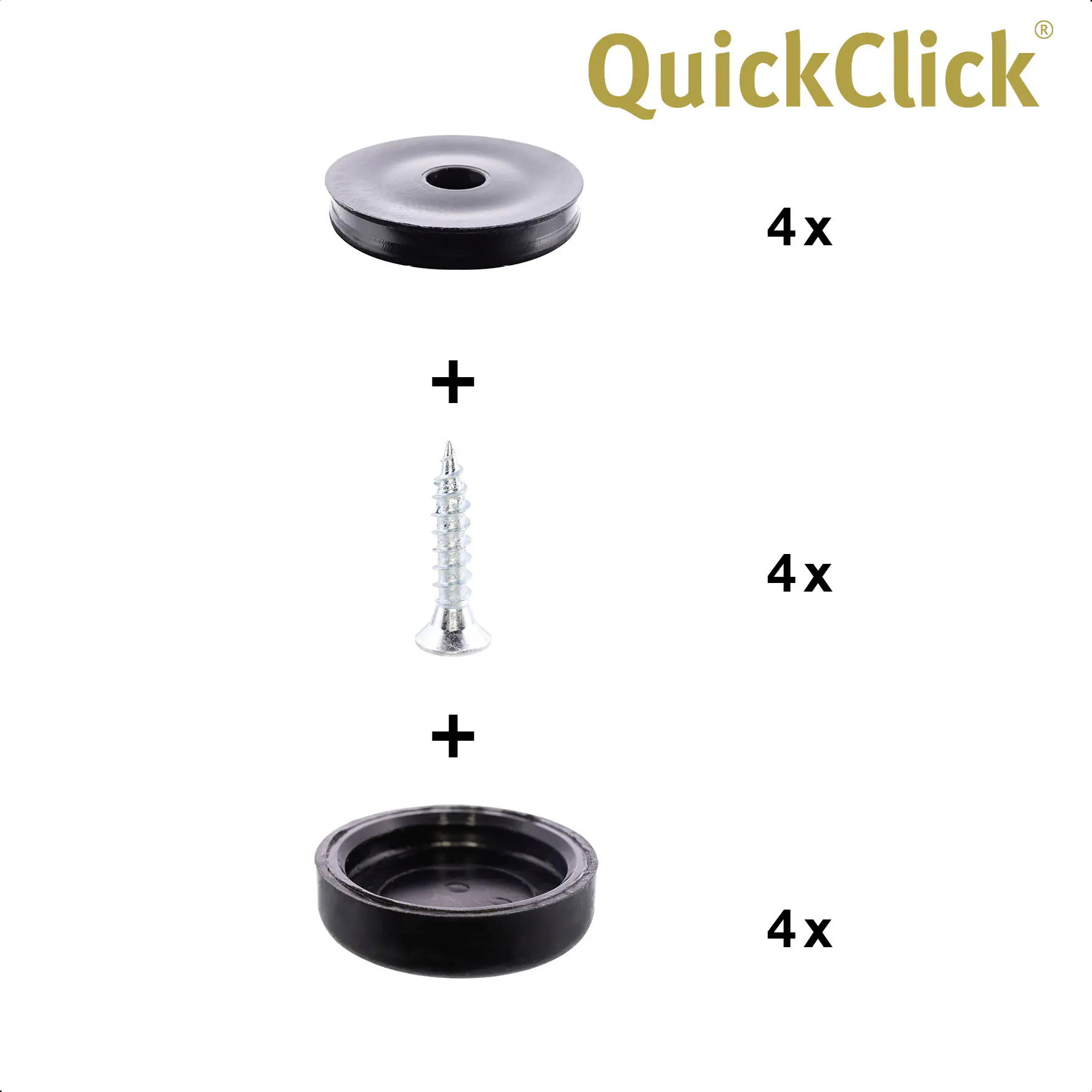 Wagner Möbelgleiter zum Anschrauben Black Slim schwarz grau Ø 17 mm - 4 Stück 