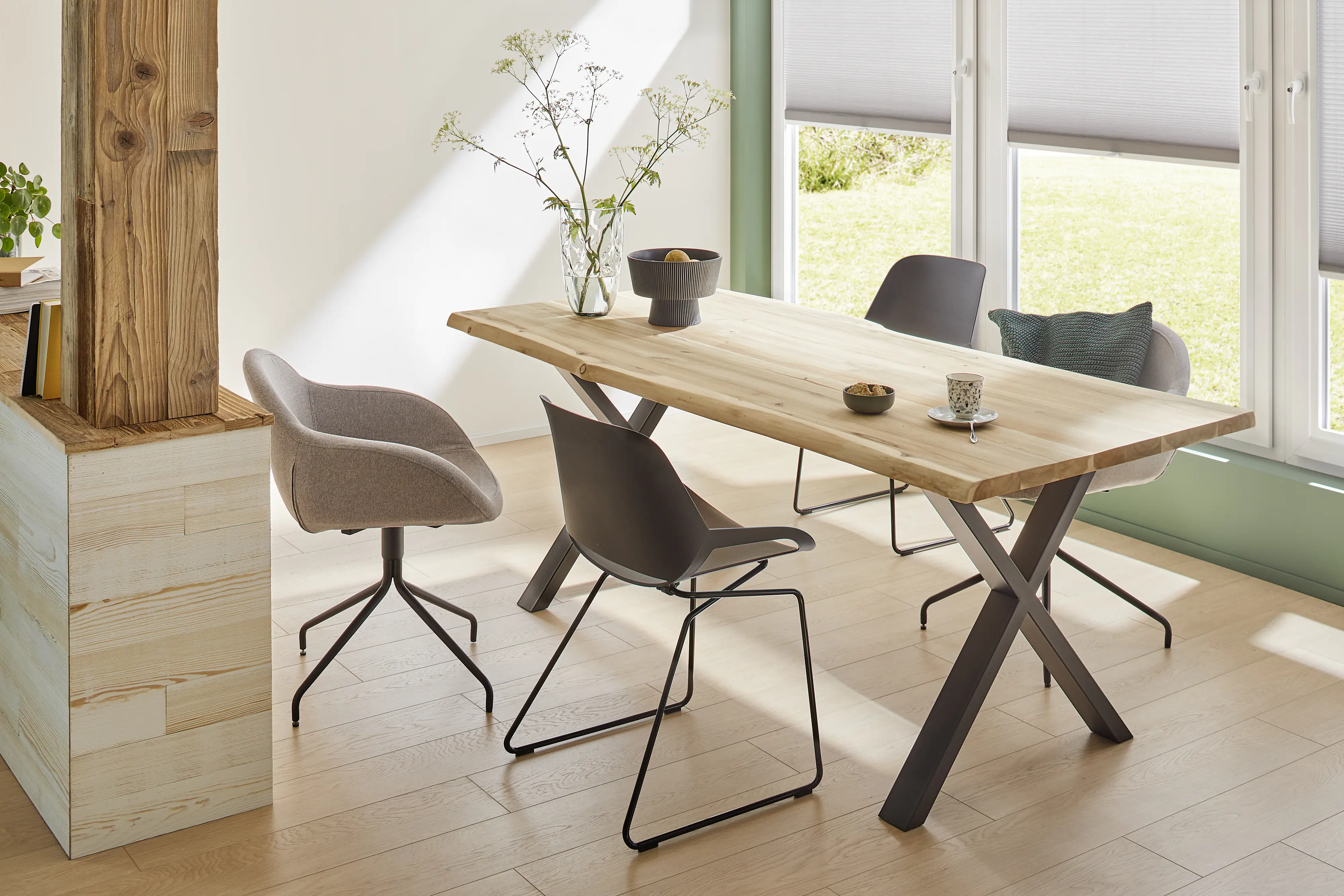 Tischplatte Akazie massiv mit natürlicher Kante 180 x 90 cm 38 mm