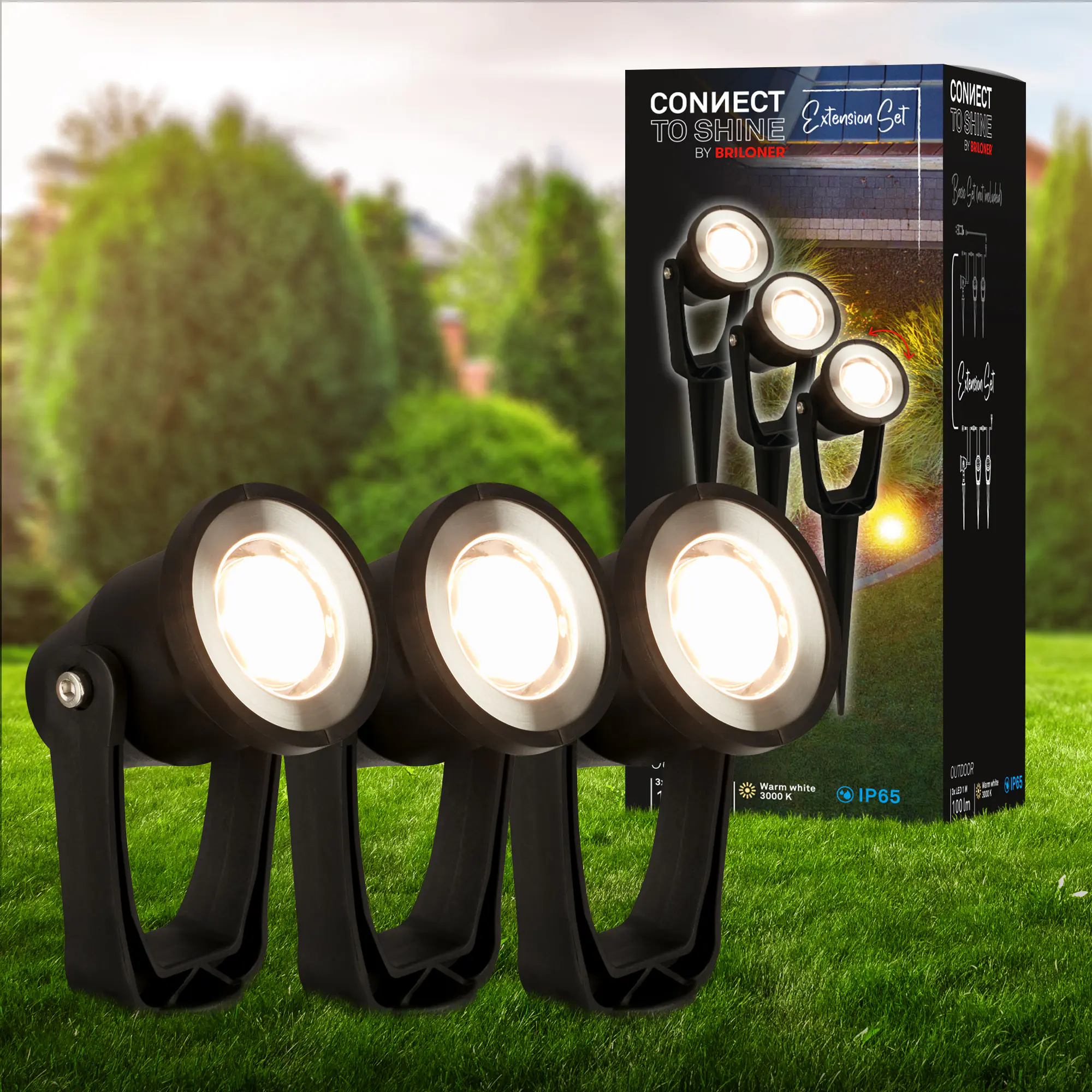 Briloner LED Wegeleuchte Lilis Connect to Shine 3er Erweiterungsset 3x1W warmweiß