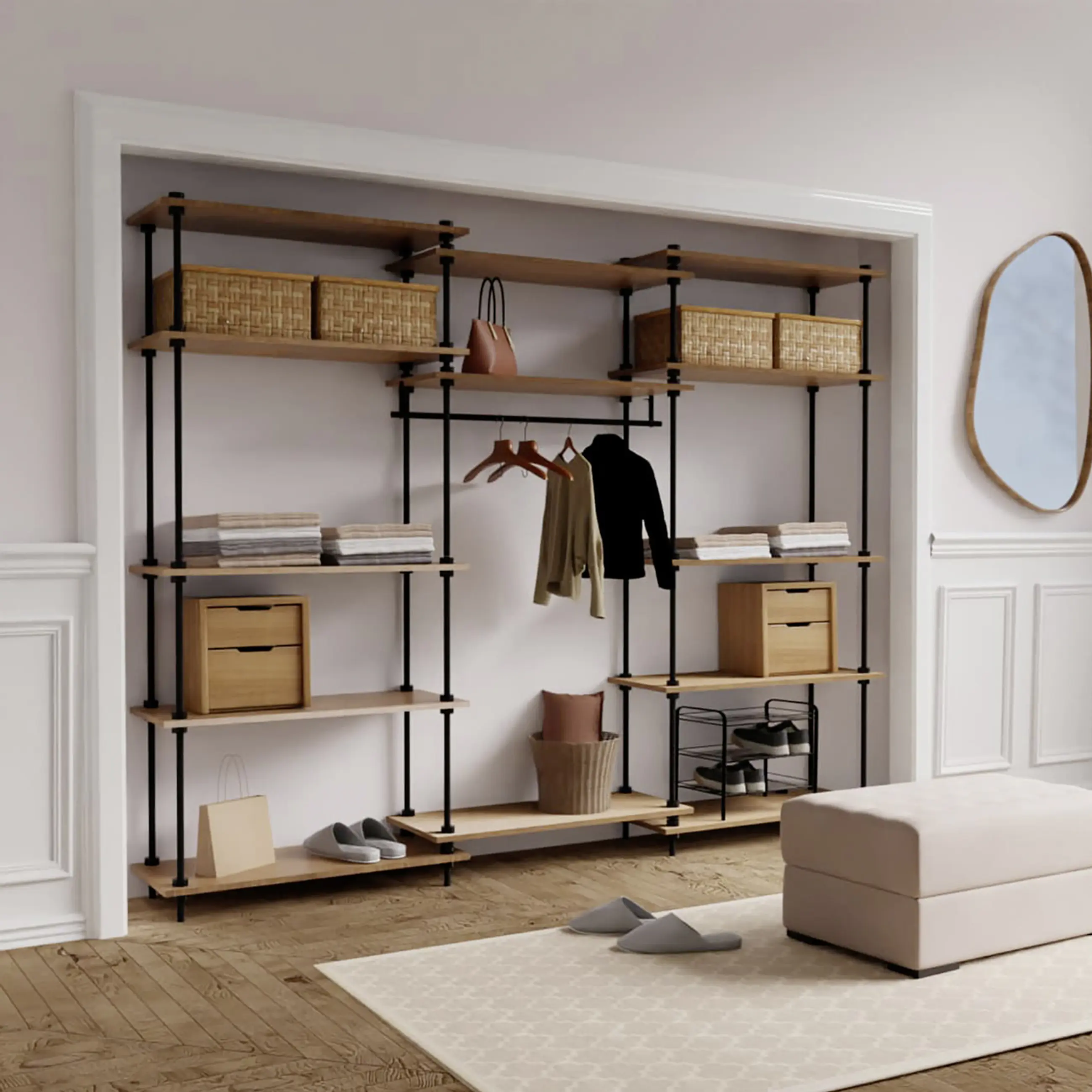 Ar Shelving Garderobe Deco Set L 185 x 235 cm Eiche anthrazit