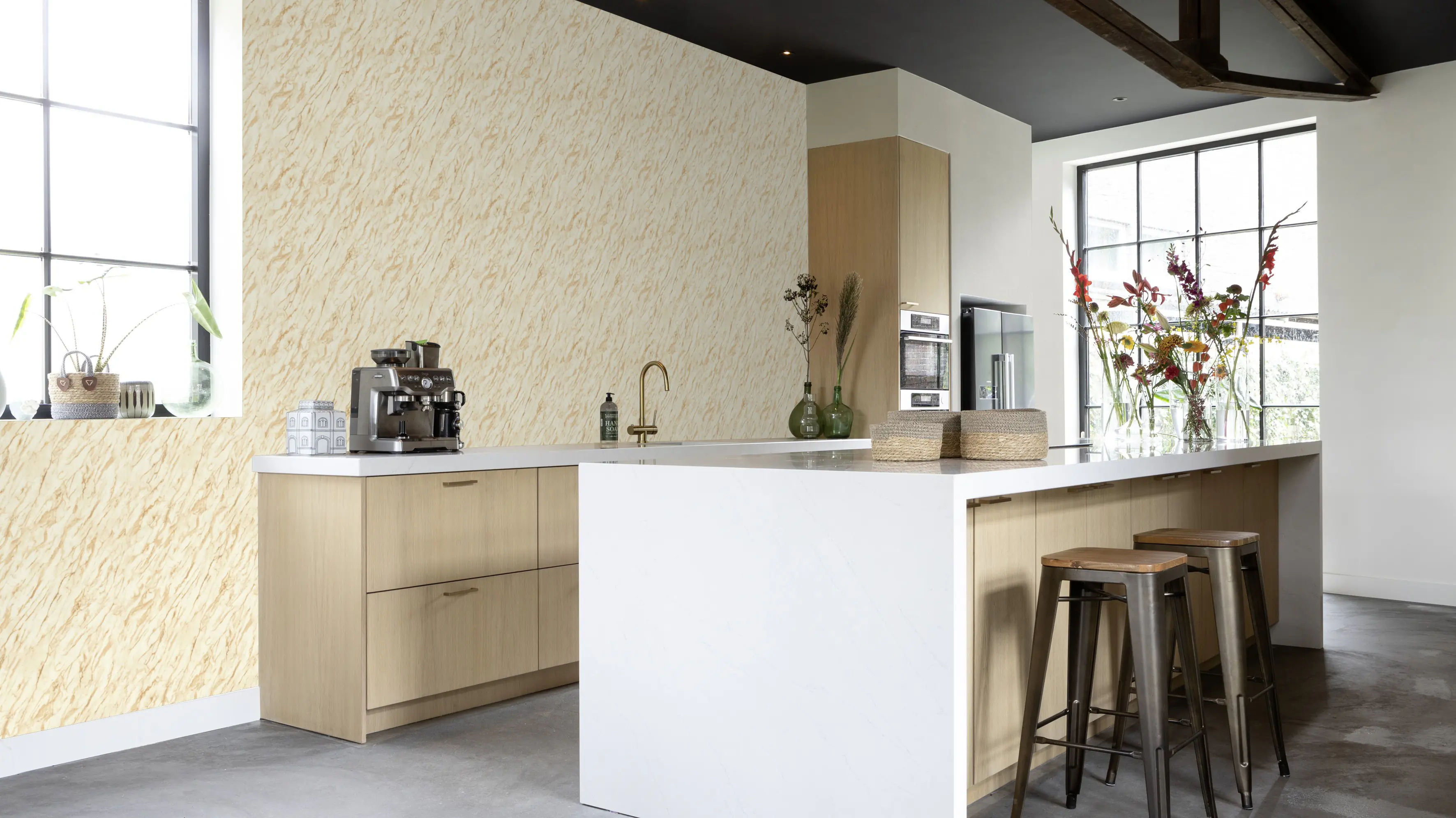 Tesa x Rasch selbstklebende Tapete Carrara Marmor Beton beige 6 x 0,53 m