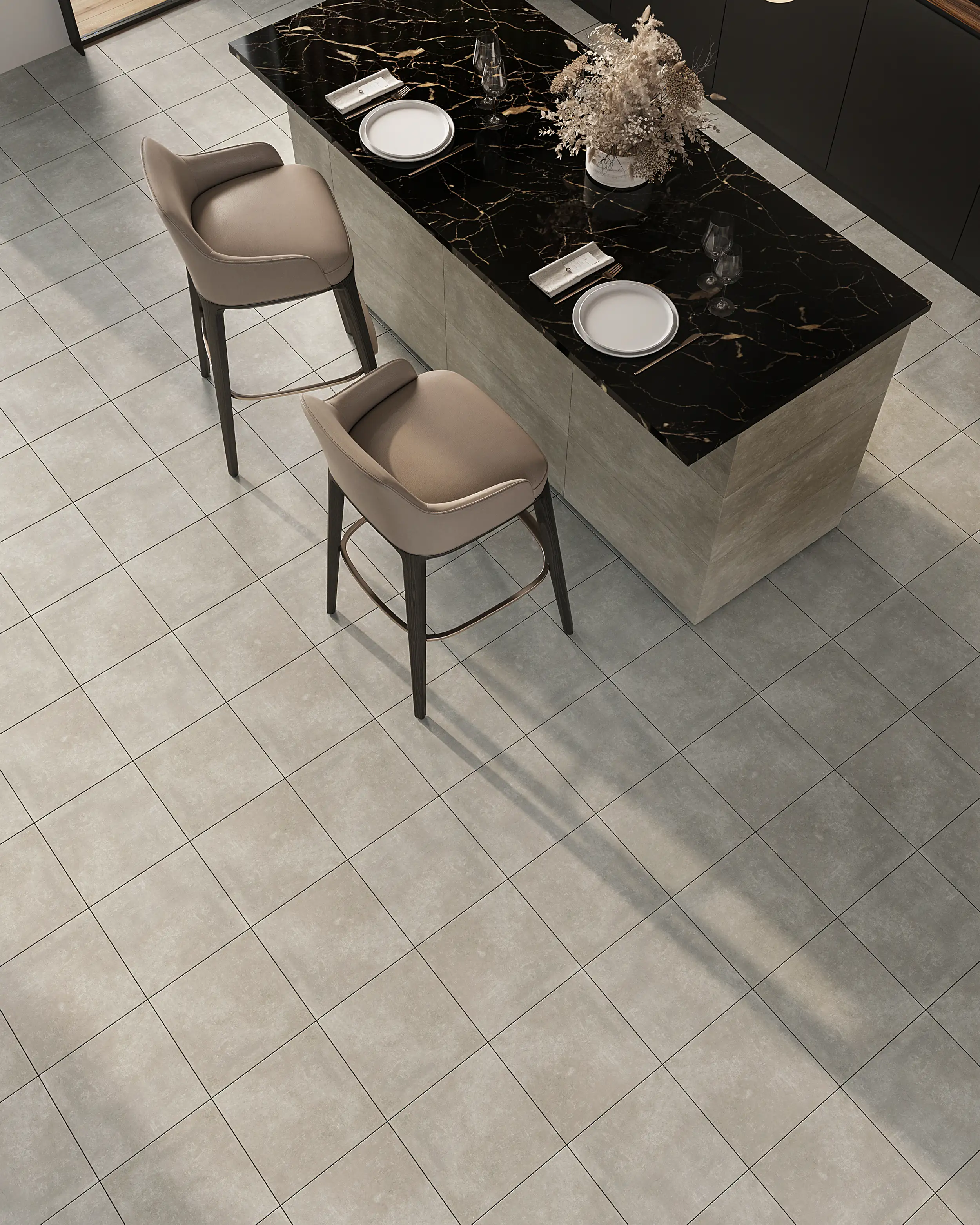 Bodenfliese Feinsteinzeug Beton 60 x 60 cm grau