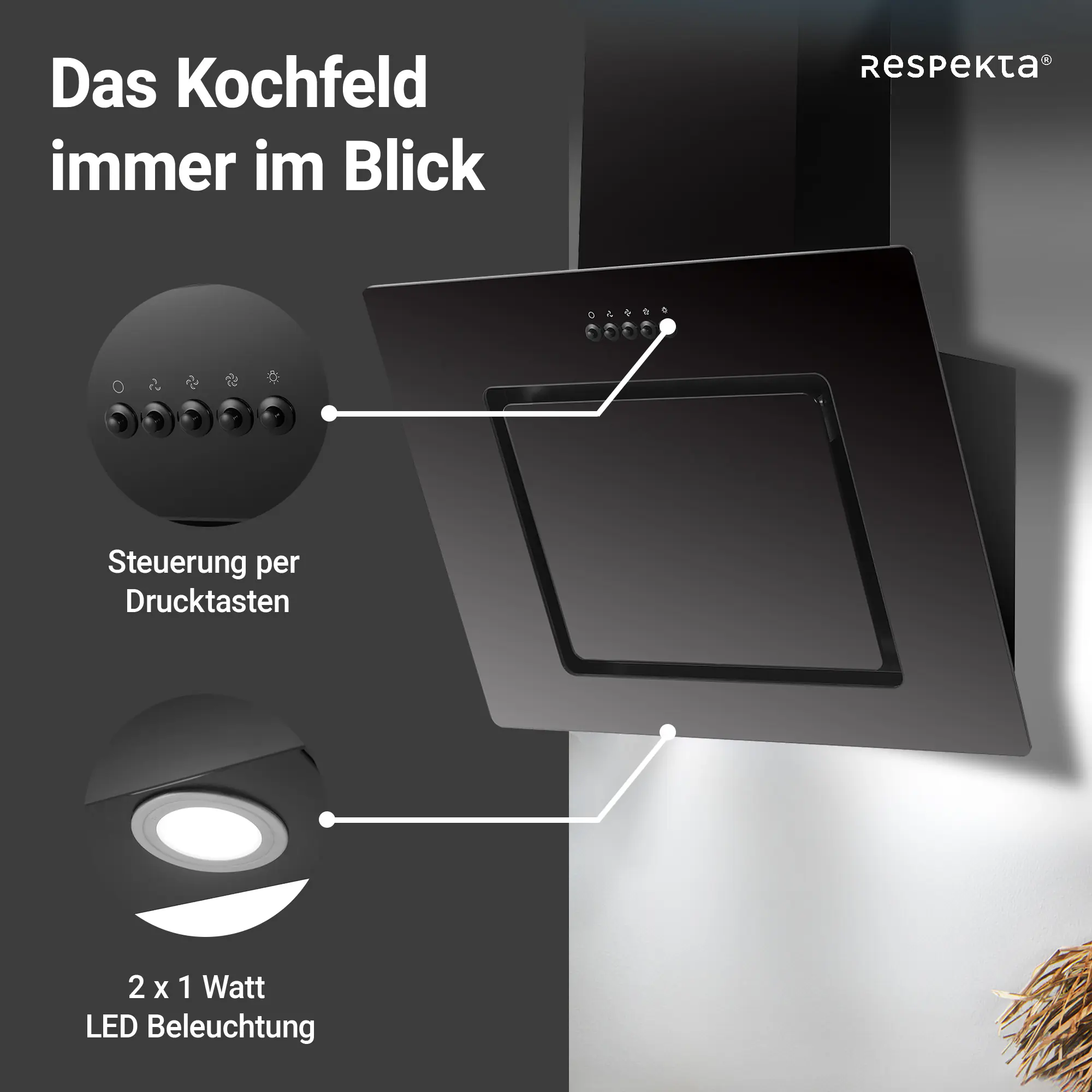 respekta Schräghaube CH22010SBZ 60 cm