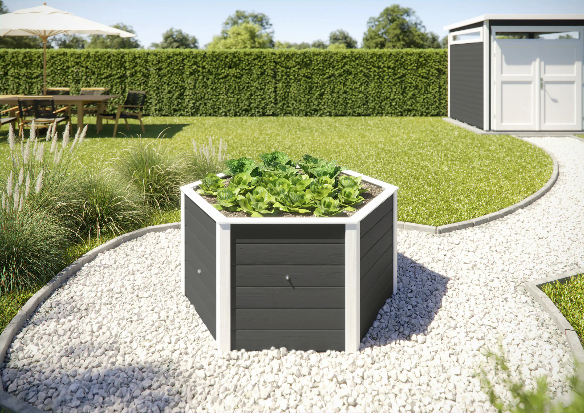 Weka Hochbeet Element anthrazit 143 x 143 x 68,5 cm