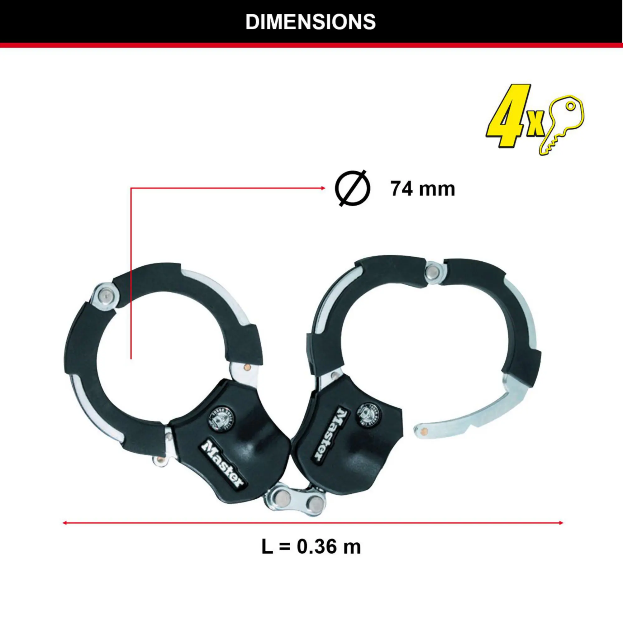 Fischer Fahrradschloss Handschellenschloss Street Cuff 36 cm x Ø 7,6 cm
