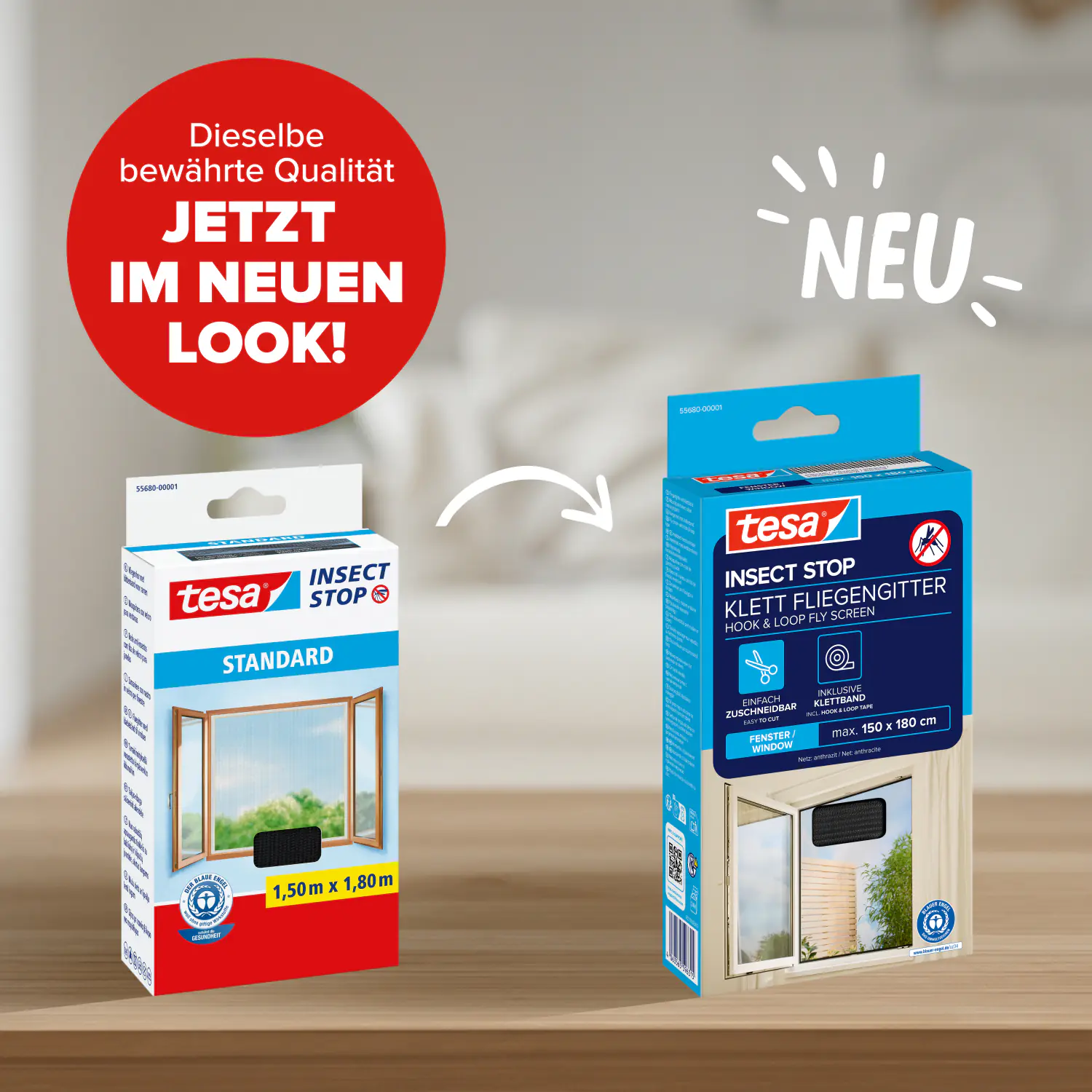 tesa Fliegengitter STANDARD 150 x 180 cm anthrazit individuell kürzbar
