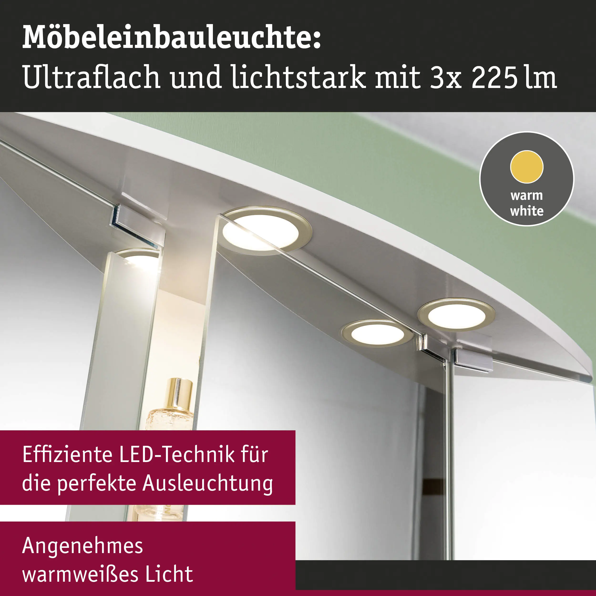 Paulmann LED Möbel-Einbauleuchte gold matt Ø 6,5 cm warmweiß 3er Set
