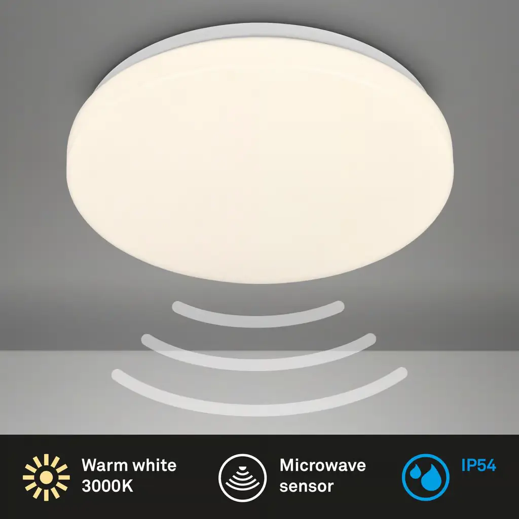 Briloner LED-Deckenleuchte Walk mit Bewegungsmelder Ø 27 x 6,5 cm warmweiß weiß