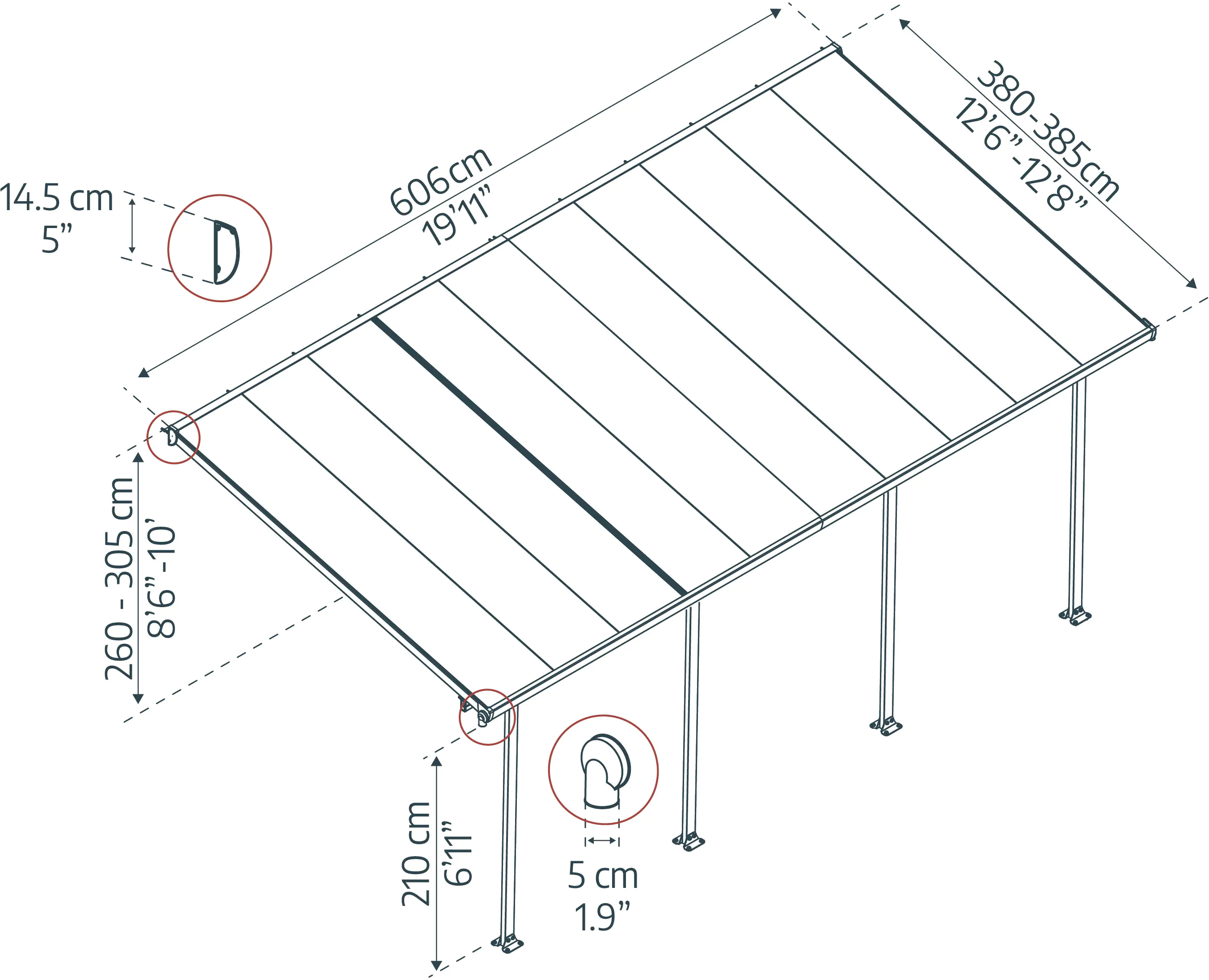Canopia Terrassenüberdachung Feria  606 x 380 cm weiß