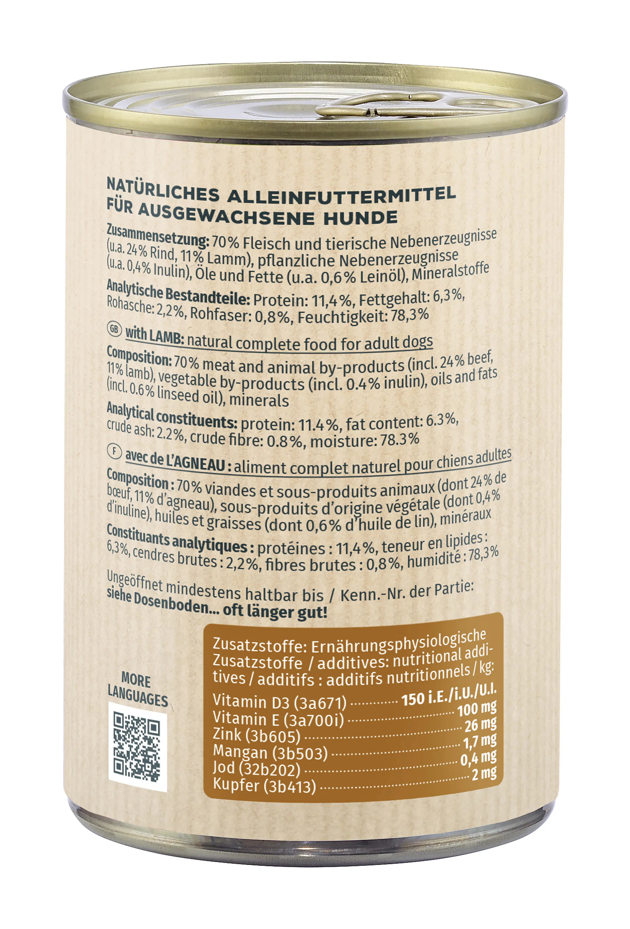 Primox Hundenassfutter Adult getreidefrei 400 g Lamm