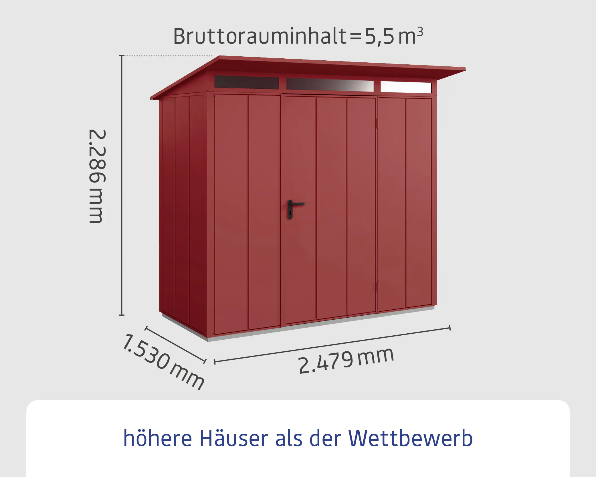 EcoStar Gerätehaus Elegant-P Typ 1 purpurrot 247,9 x 153 x 228,6 cm