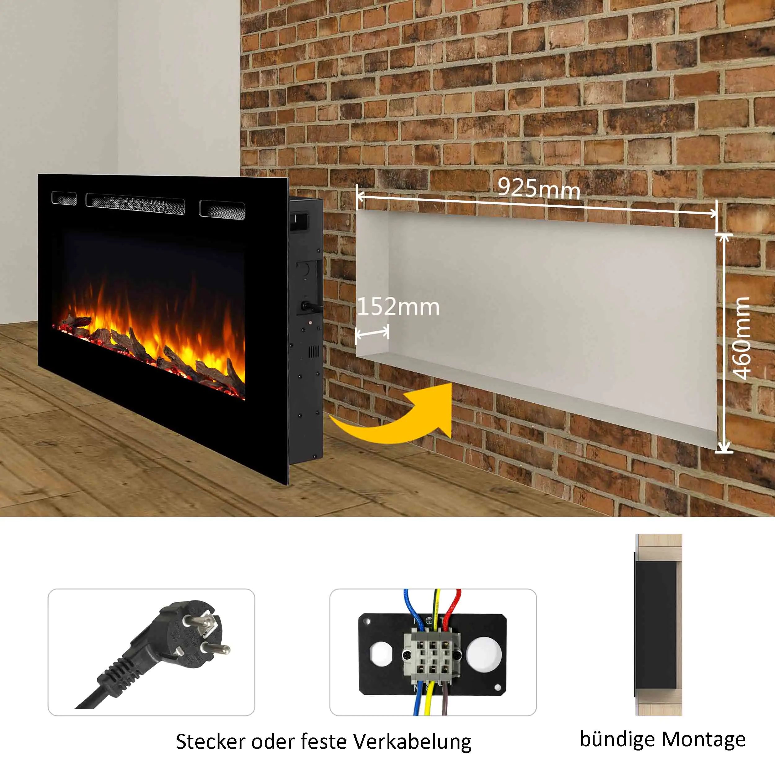 Balderia Elektrokamin Fiamma 40 - Elektrischer Einbaukamin
