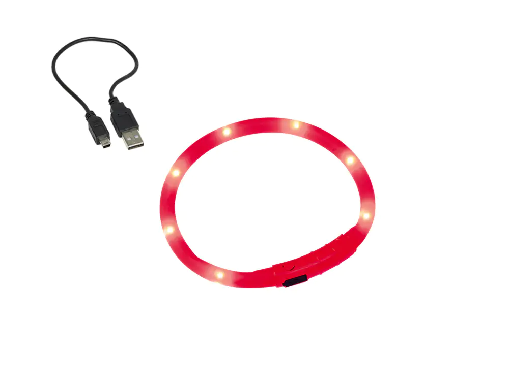 Nobby LED Leuchthalsband Visible rot für Hunde mit kurzem Fell