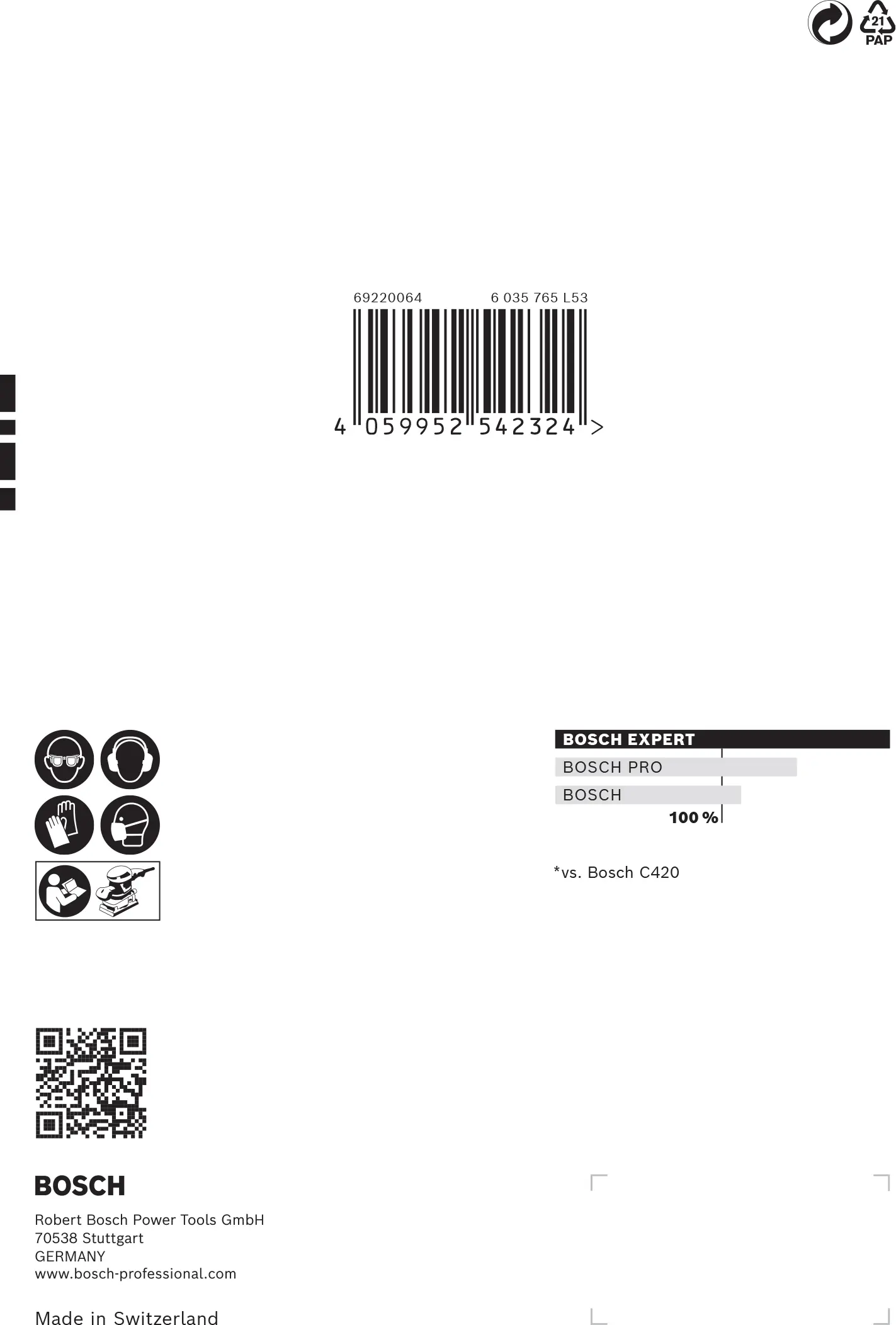Bosch Expert C470 Schleifpapier für Schwingschleifer 115 x 107 mm G 180 10-teilig