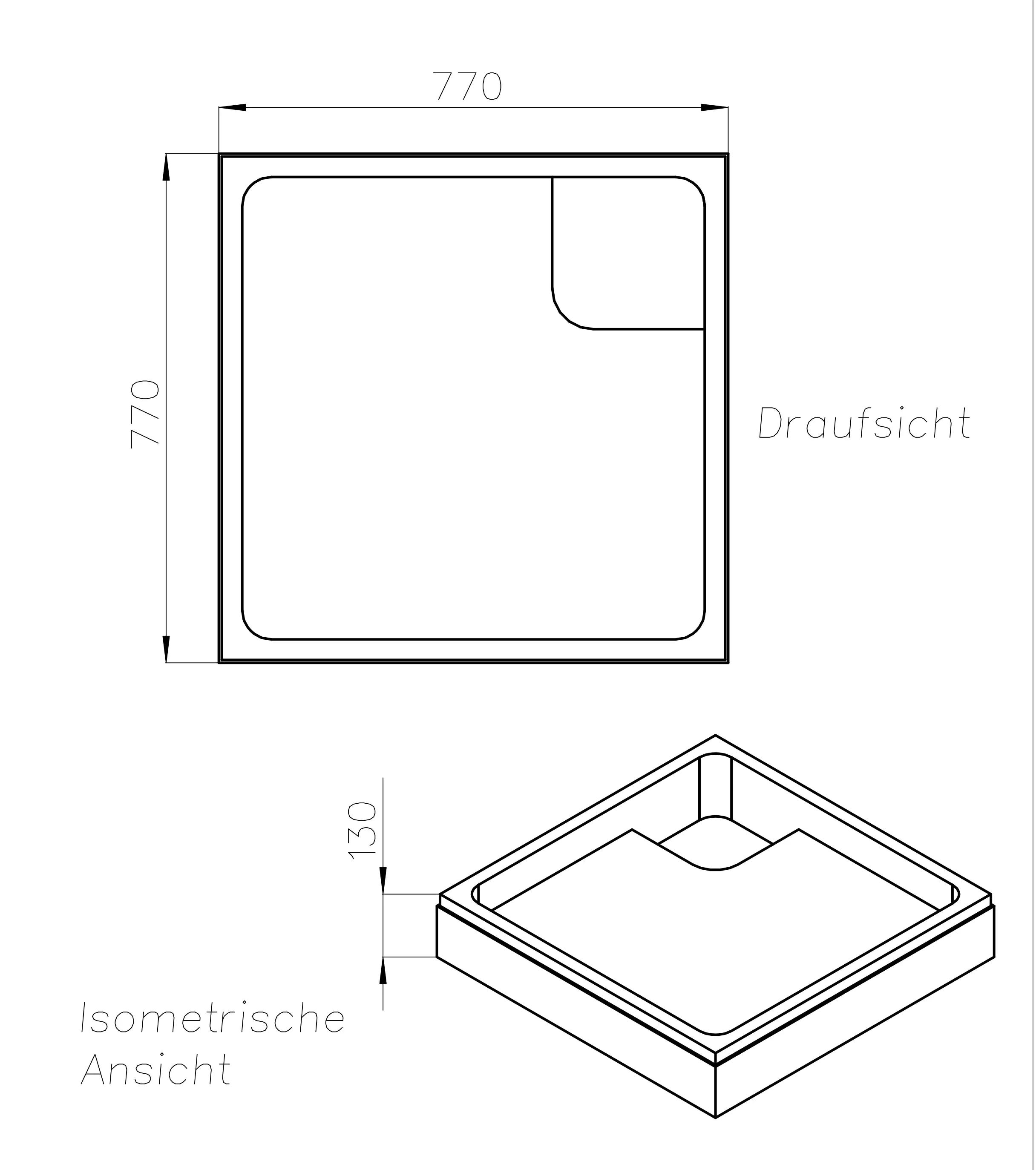 Ottofond Wannenträger Rubi 770 x 770 mm