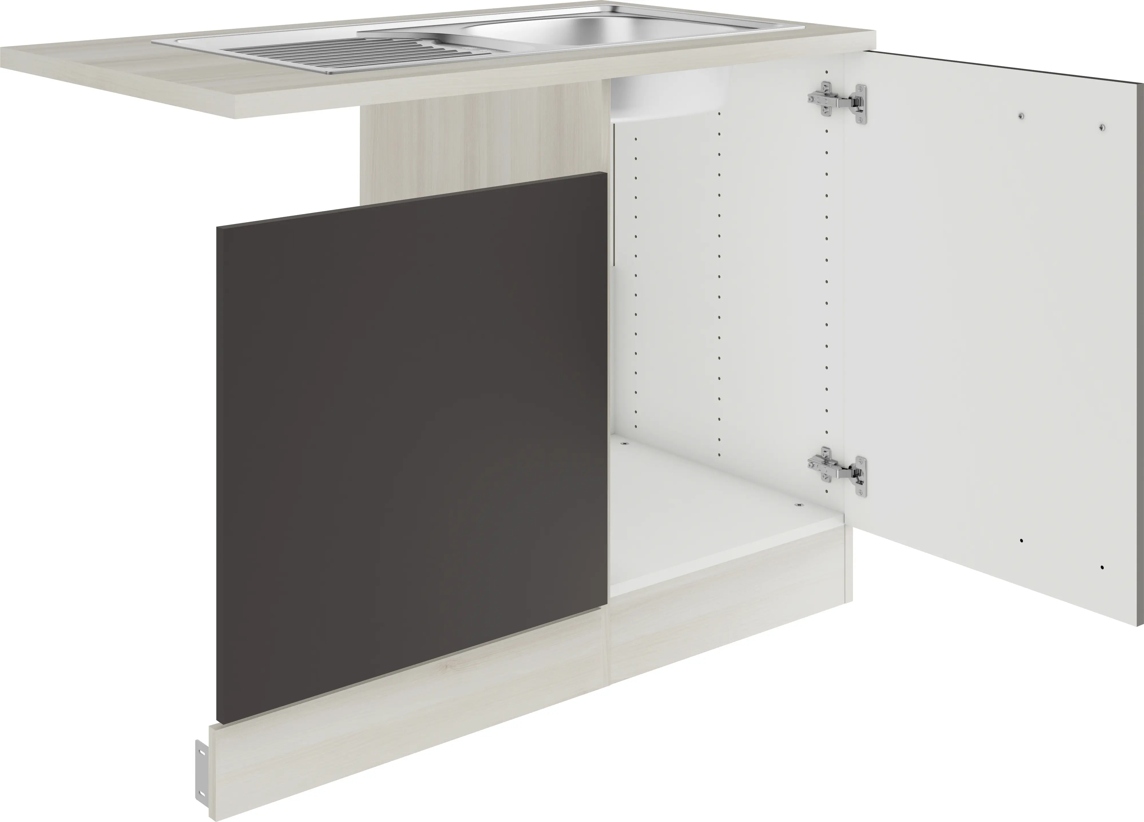 Optifit Spüle mit Unterschrank-Set Faro 220 anthrazit/akazie 110 cm