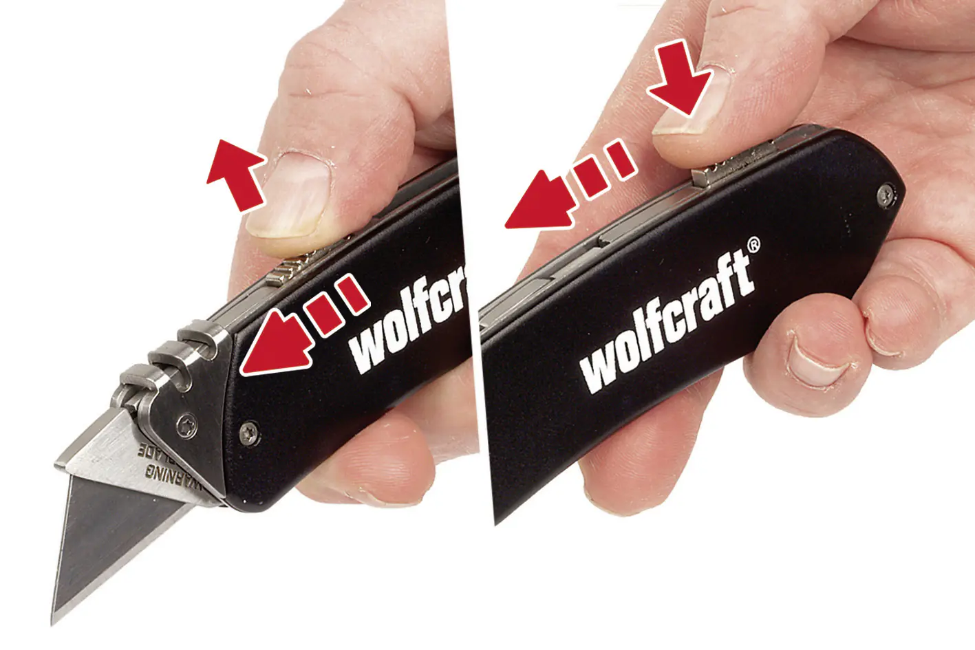 Wolfcraft Alu-Freizeitmesser mit Gürtelclip