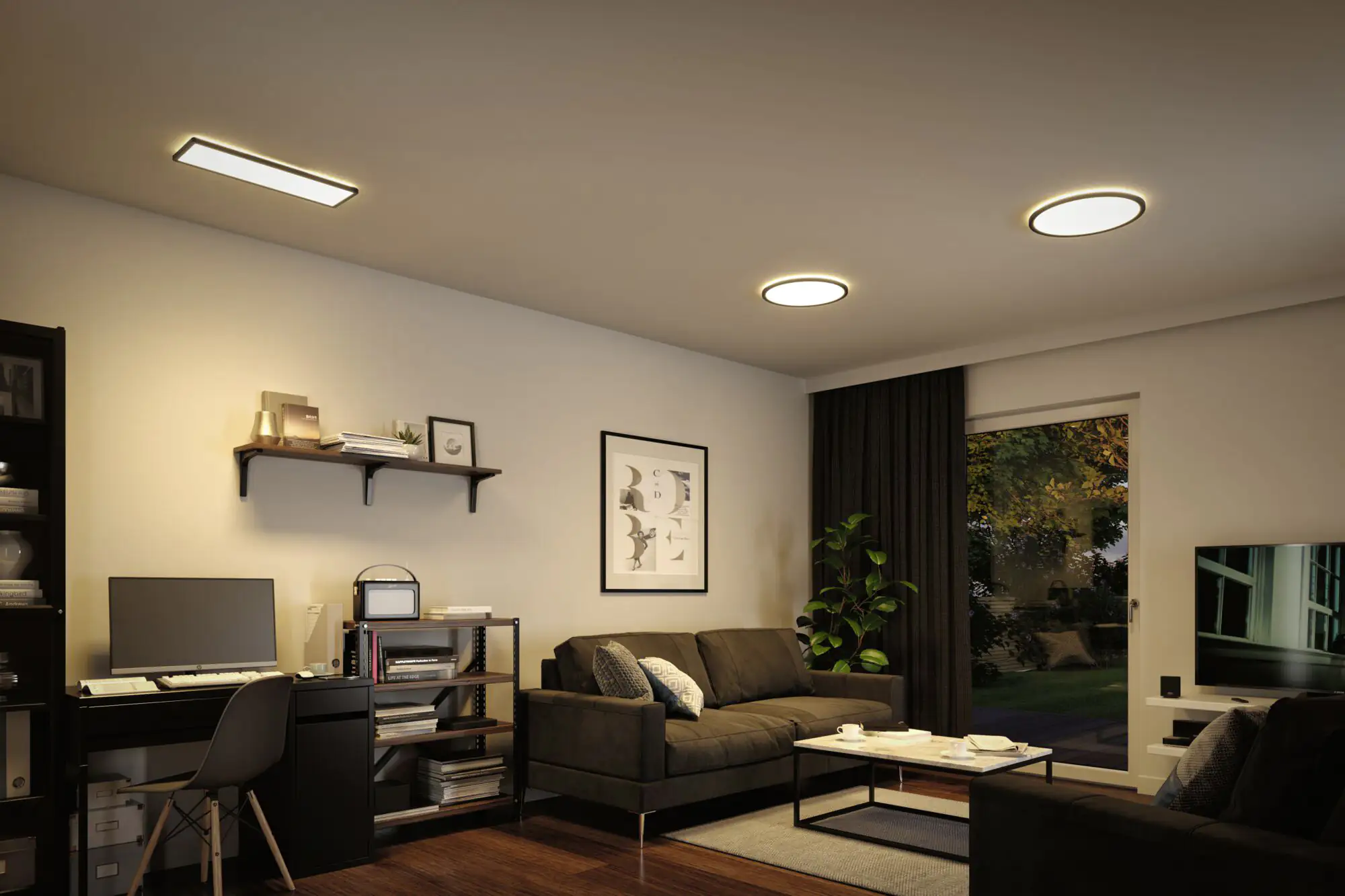 Paulmann LED Panel Atria Shine schwarz 58 x 20 cm warmweiß dimmbar