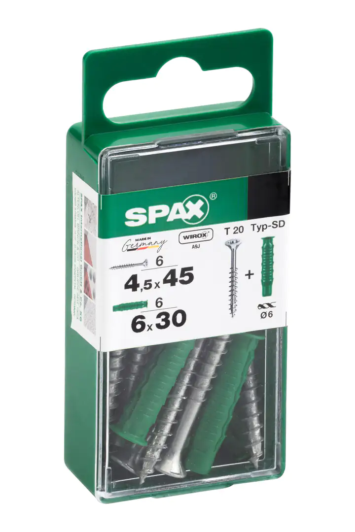Spax Universalschrauben + Dübel 4.5 x 45 mm TX 20 - 6er Set