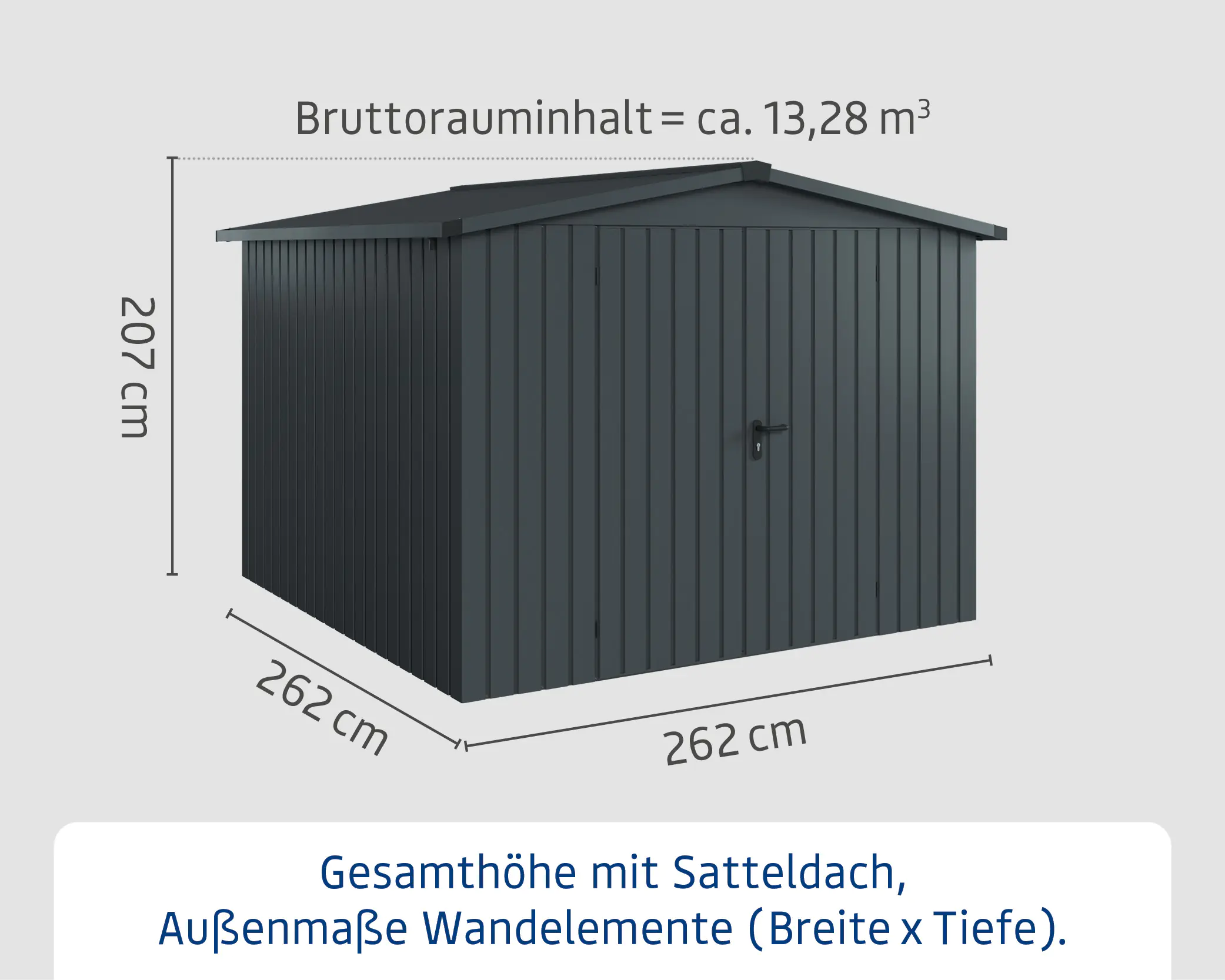EcoStar Metallgerätehaus Euroline ESD10 anthrazit 262 x 262 cm 2-flg.