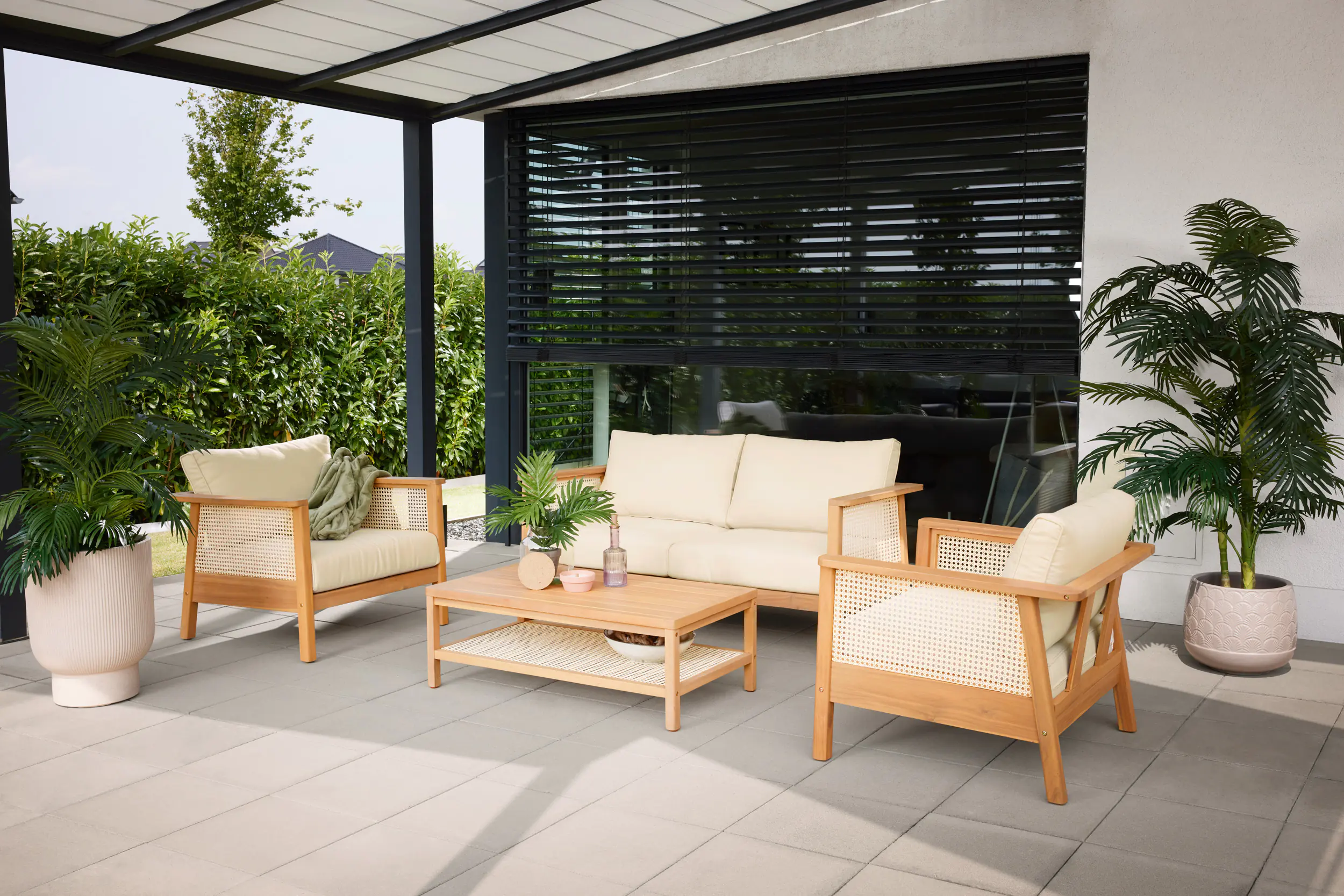 Primaster Gartenmöbel-Set Aruba Akazie/Wiener Geflecht