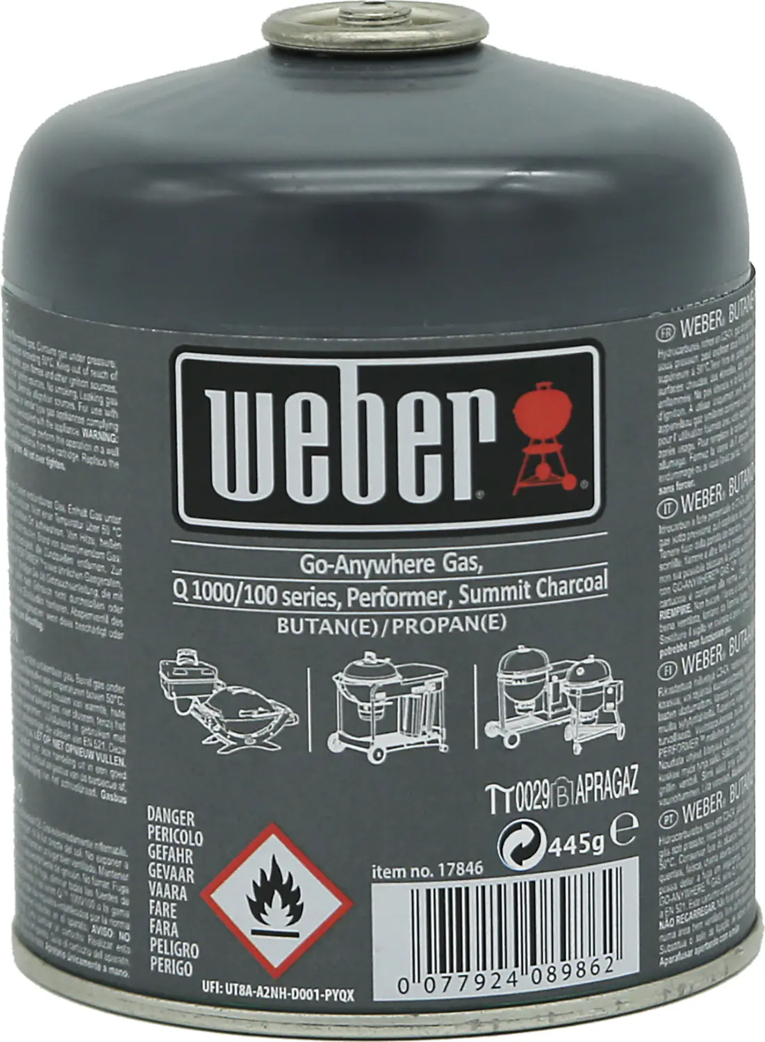 Weber Gaskartusche small 445 g, mit Schraubventil