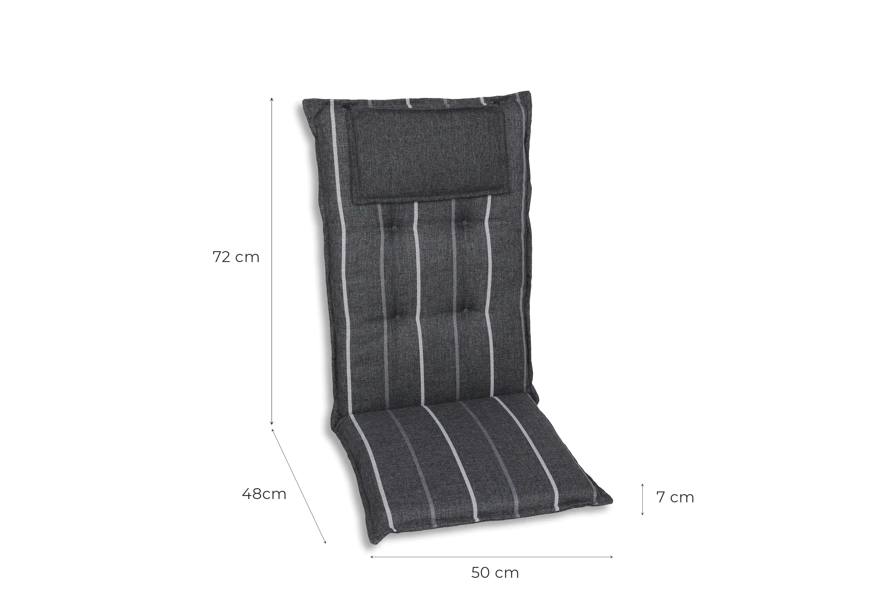 GO-DE Hochlehner-Auflage 120 cm x 50 cm x 7 cm, grau, anthrazit