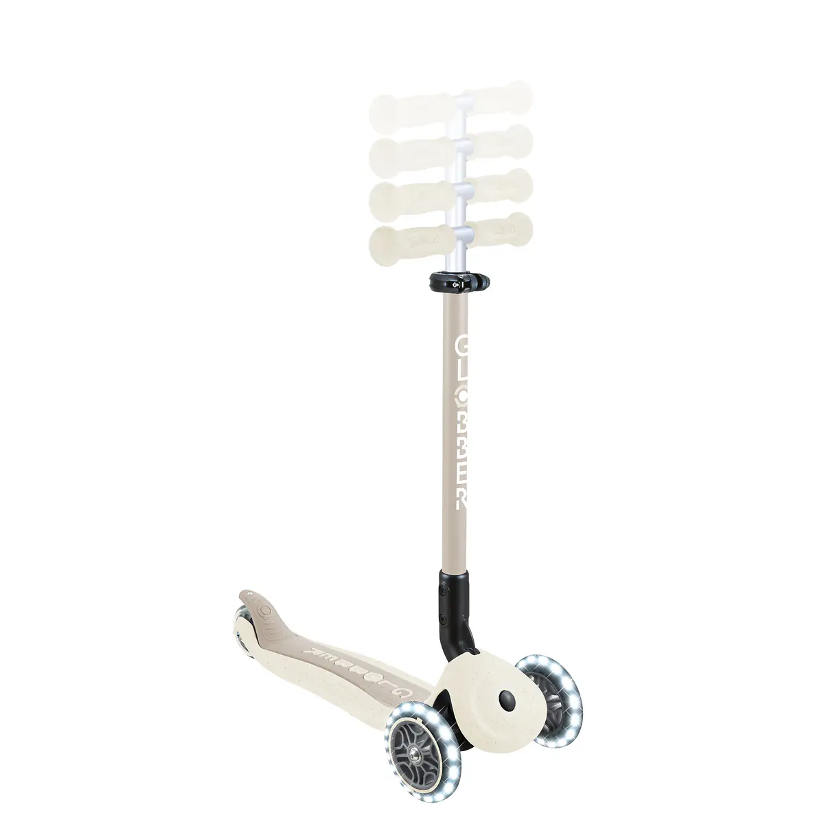 Globber Laufrad für Kinder mit Leuchtrollen Go-Up Active Lights Eco creme/weiß