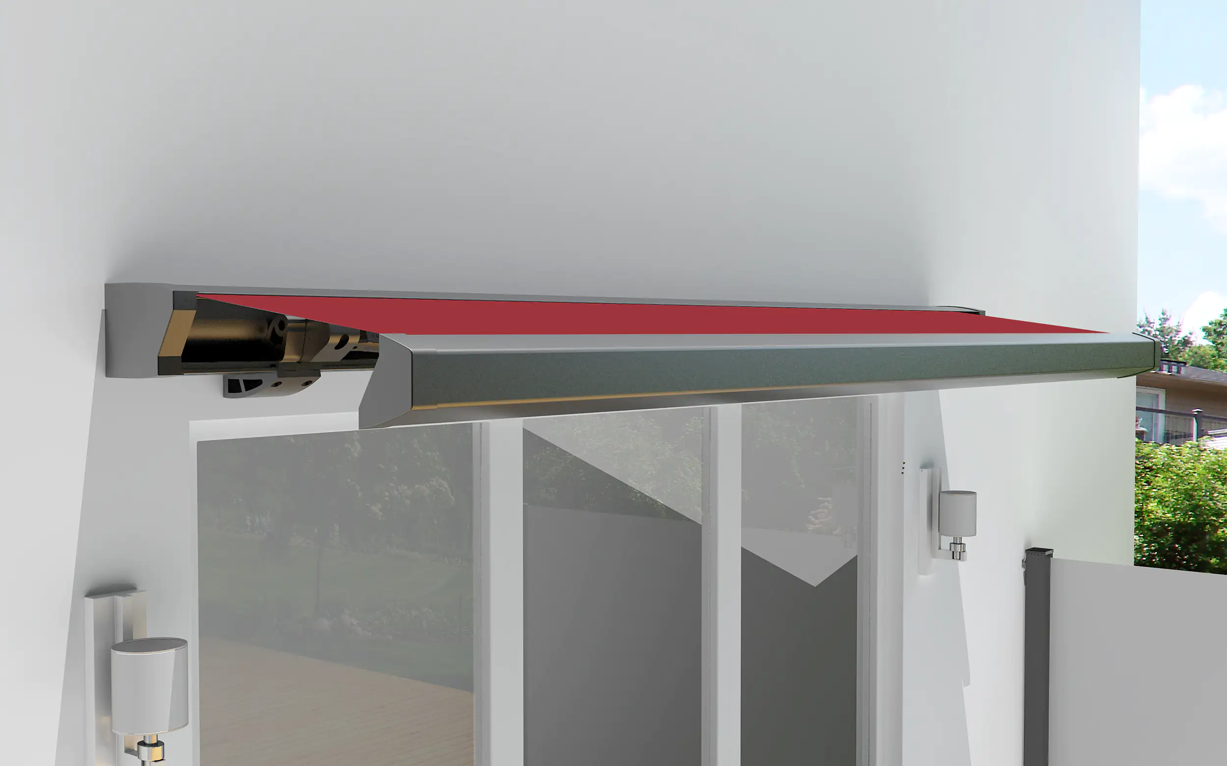 Primaster Kassetten-Markise 3,5 x 3 m elektrisch rot