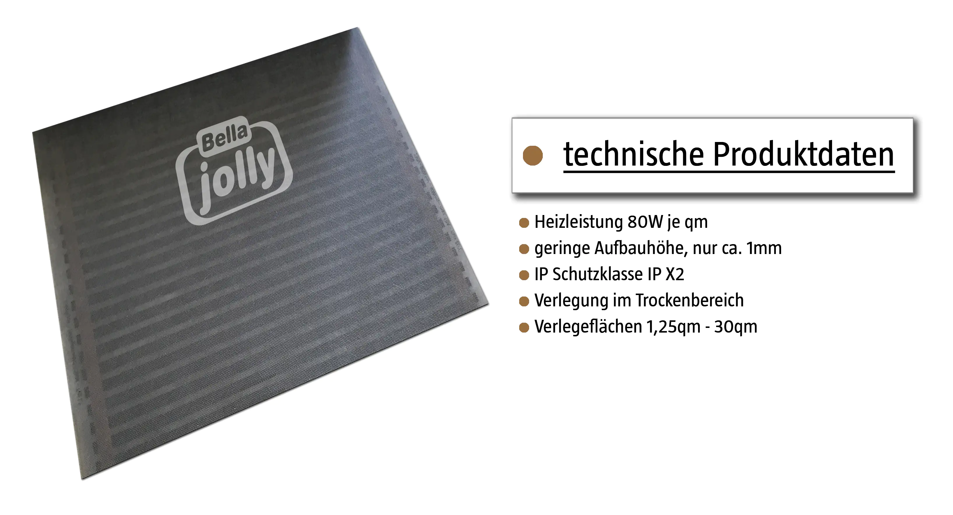 Jollytherm Fußbodenheizung Top-Therm Carbon  1,75m²  140 Watt