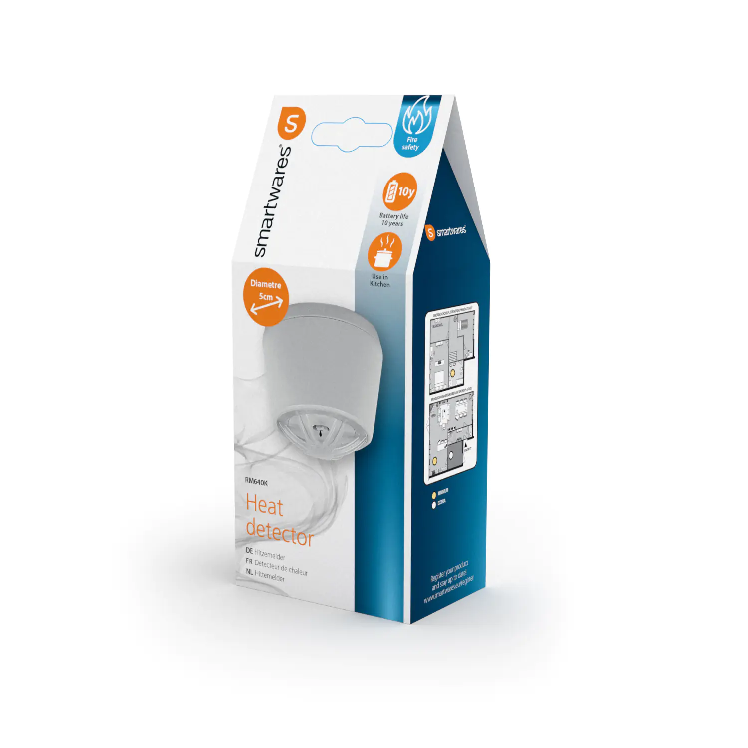 Smartwares Mini-Hitzemelder FHE-18600 10 Jahre Batterielaufzeit weiß