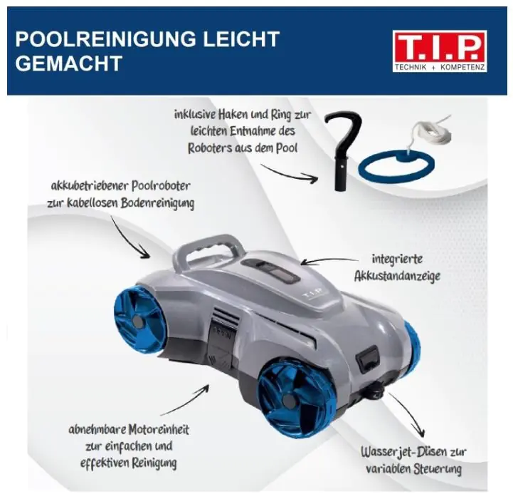 T.I.P. Akku Poolroboter R8 für Pools bis 50 m²