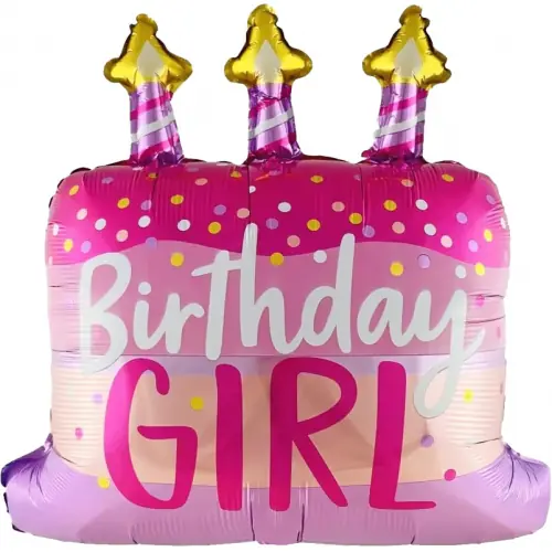 Folienballon Birthday Girl Shape pink 70 x 60 cm