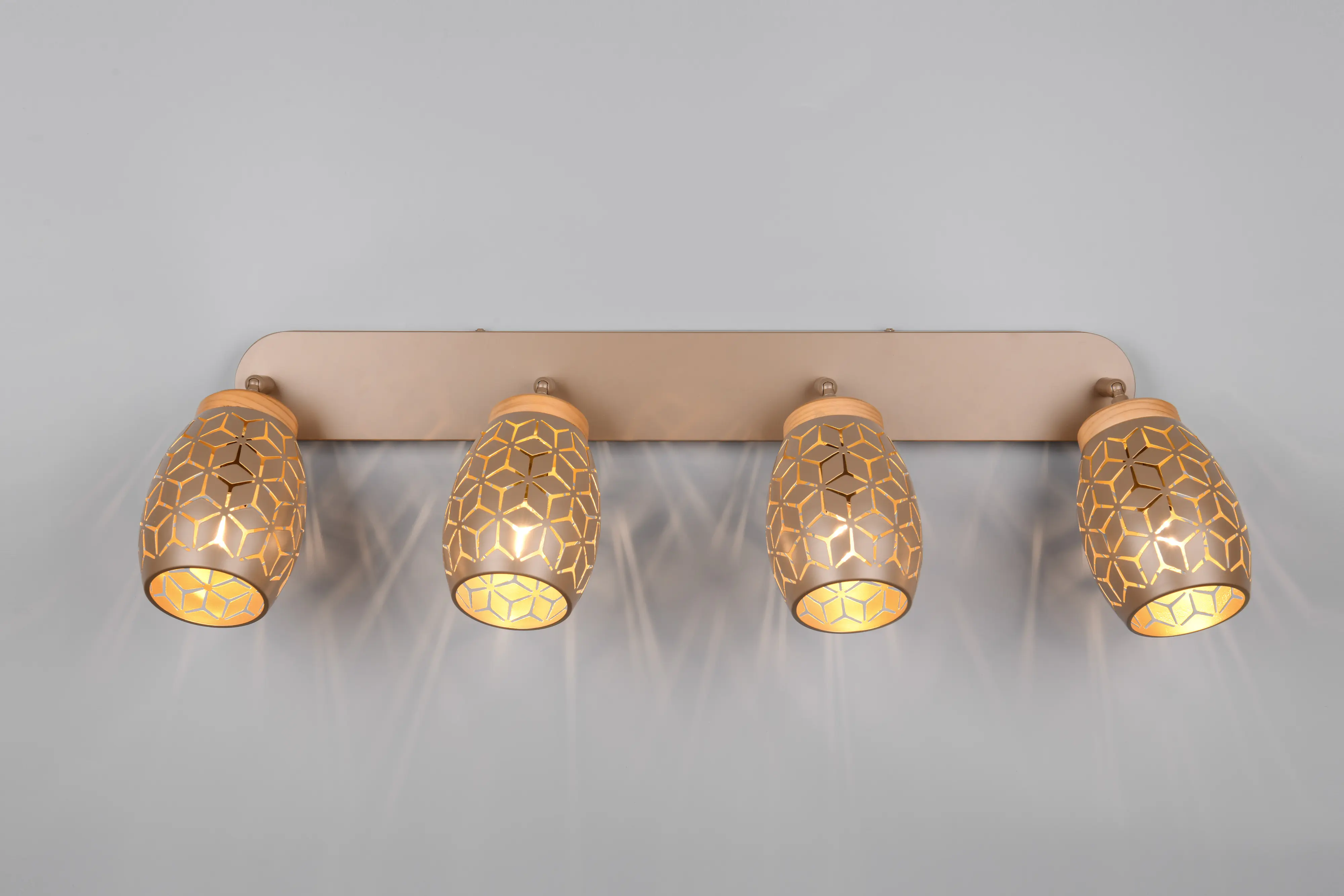 Trio LED-Deckenlampe 4er Spot Bidar 27 x 74 cm coffee/natur