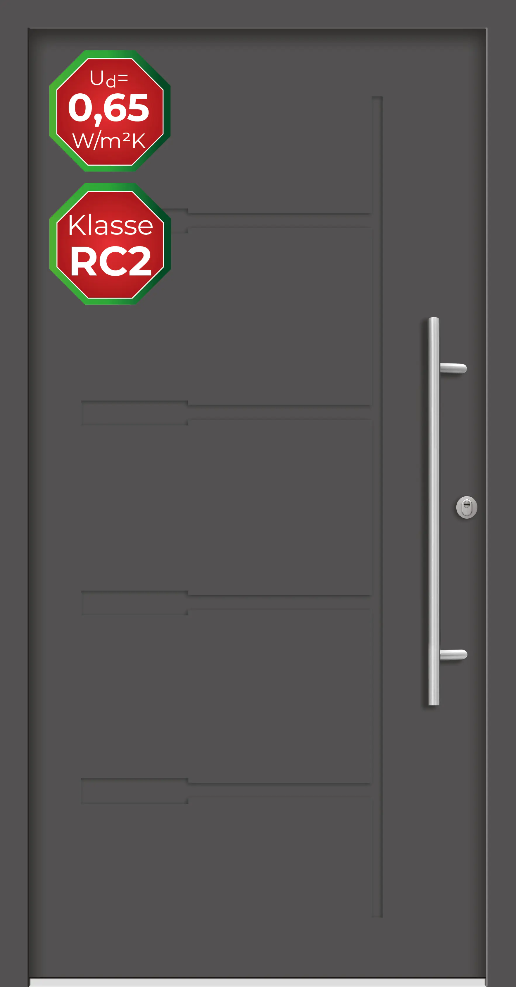Splendoor Haustür Passivedoor Premium H1 RC2 Anthrazit DIN Rechts 100 x 210 cm