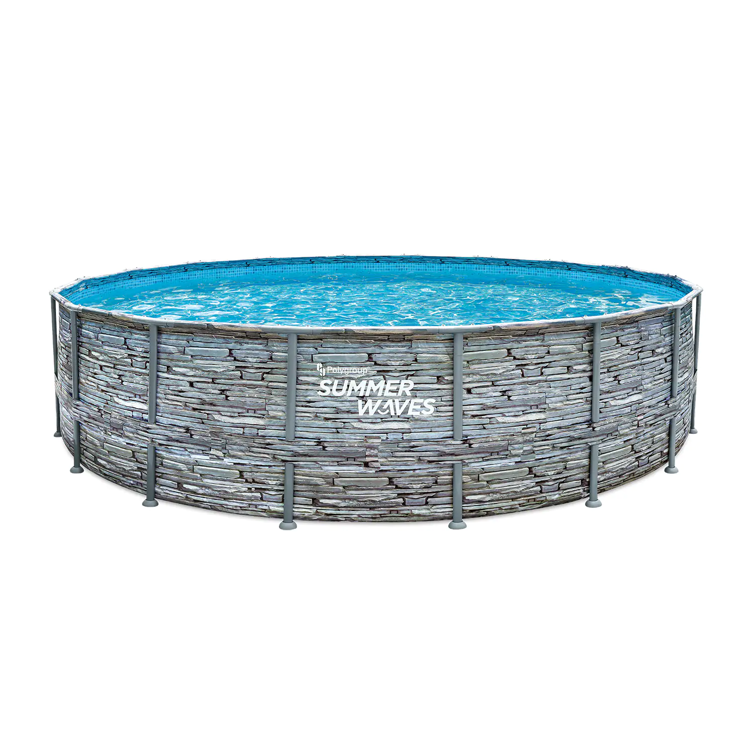 Summer Waves Rundpool Elite Frame Swimmingpool Ø 549 x 132 cm, Steinoptik