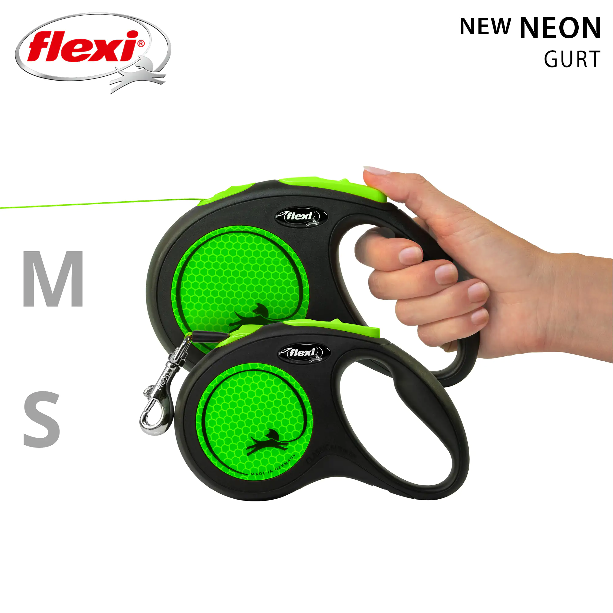 Flexi Hundeleine New Neon Gurt M neongrün