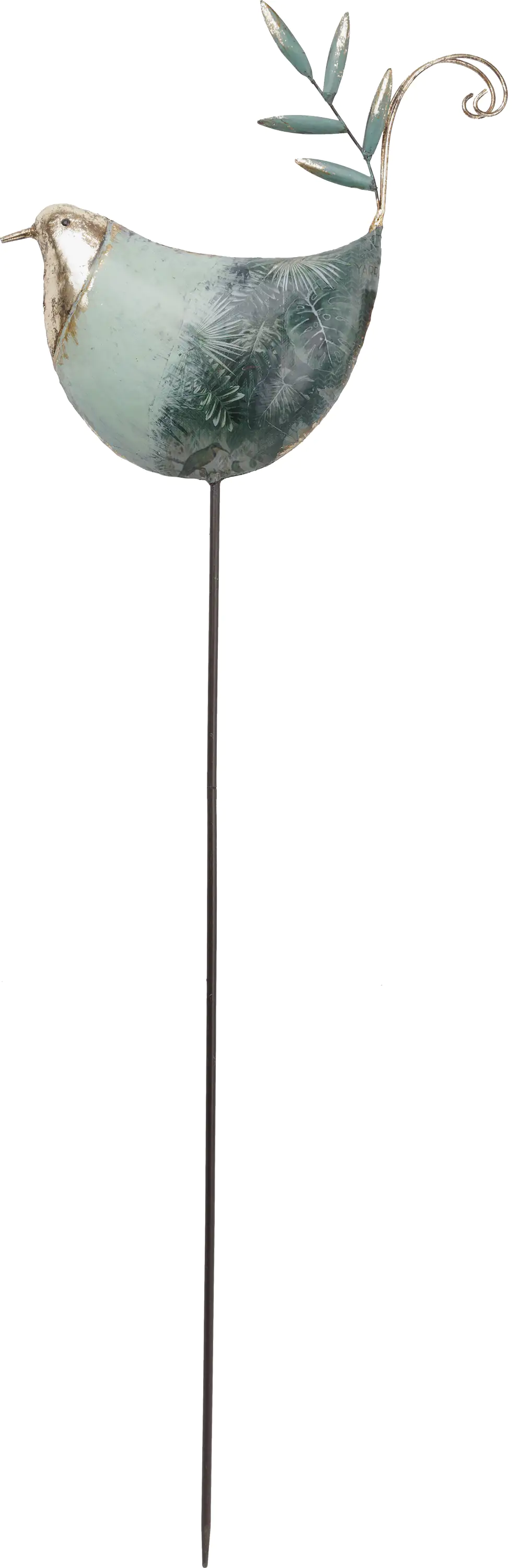 TrendLine Gartenstecker Vogel Metall 111 x 39 cm blau gold