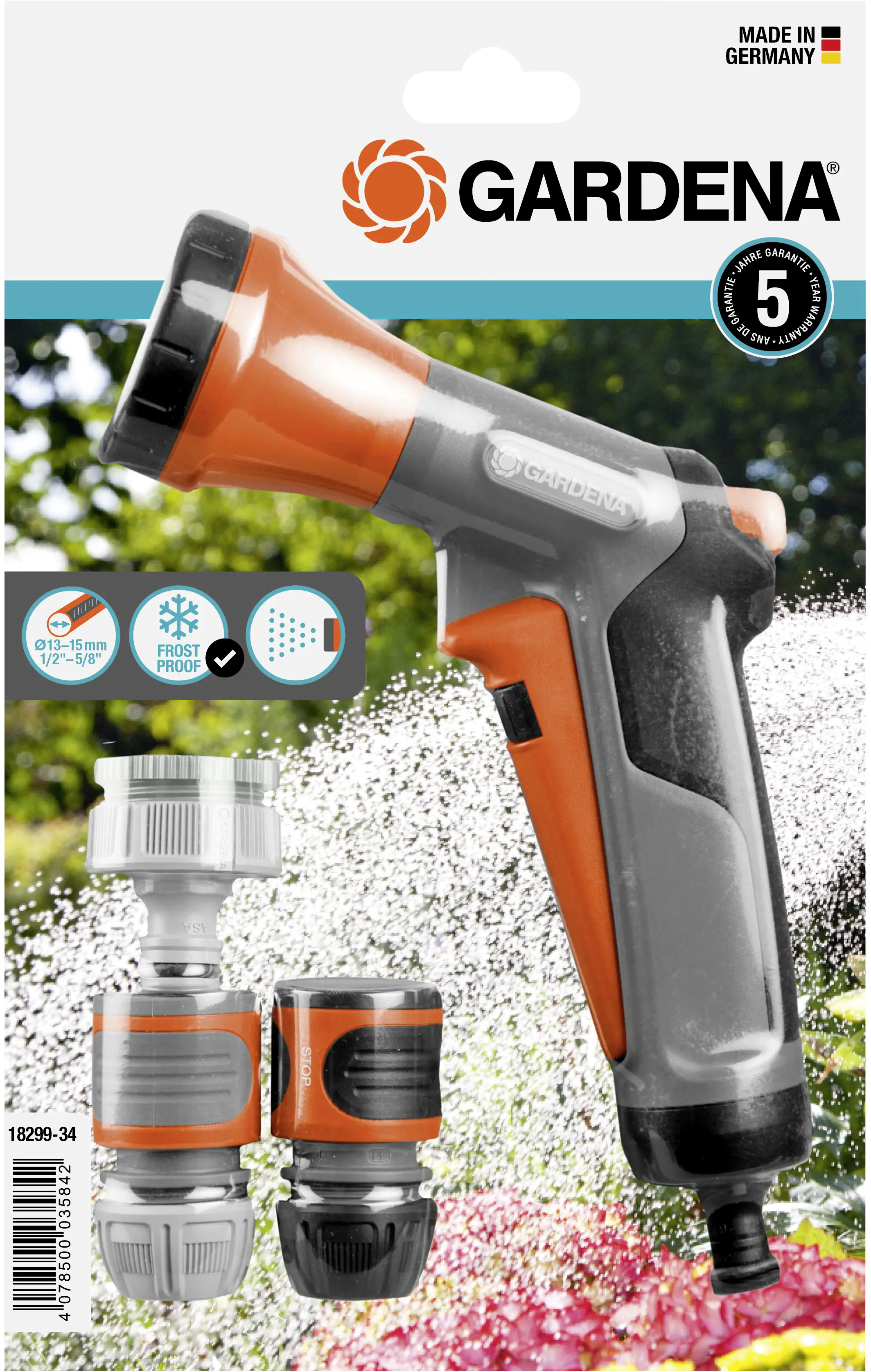 Gardena Bewässerungsbrause Set für Schläuche 13 mm (1/2") - 15 mm (5/8")
