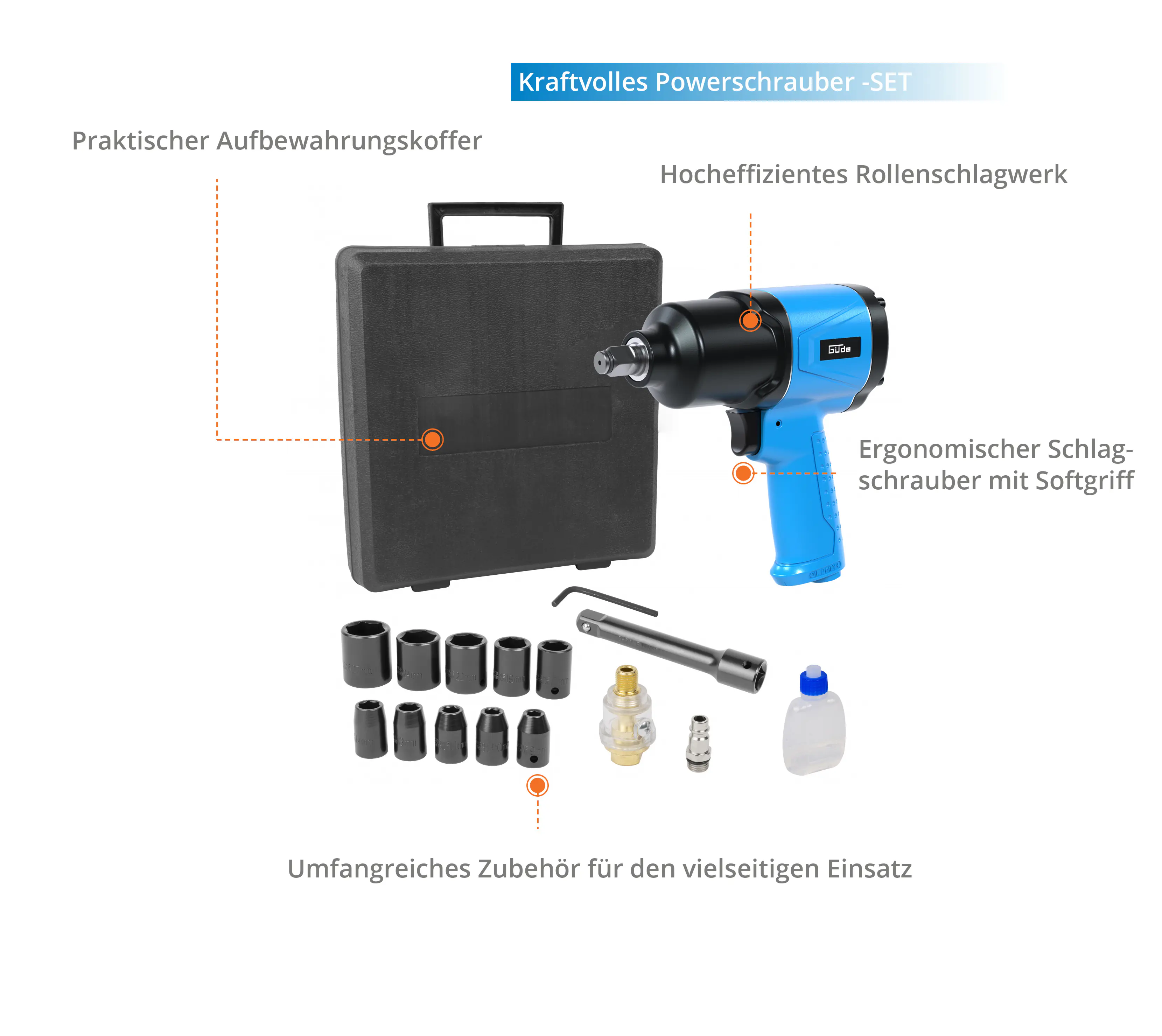 Güde Druckluft-Schlagschrauber-Set