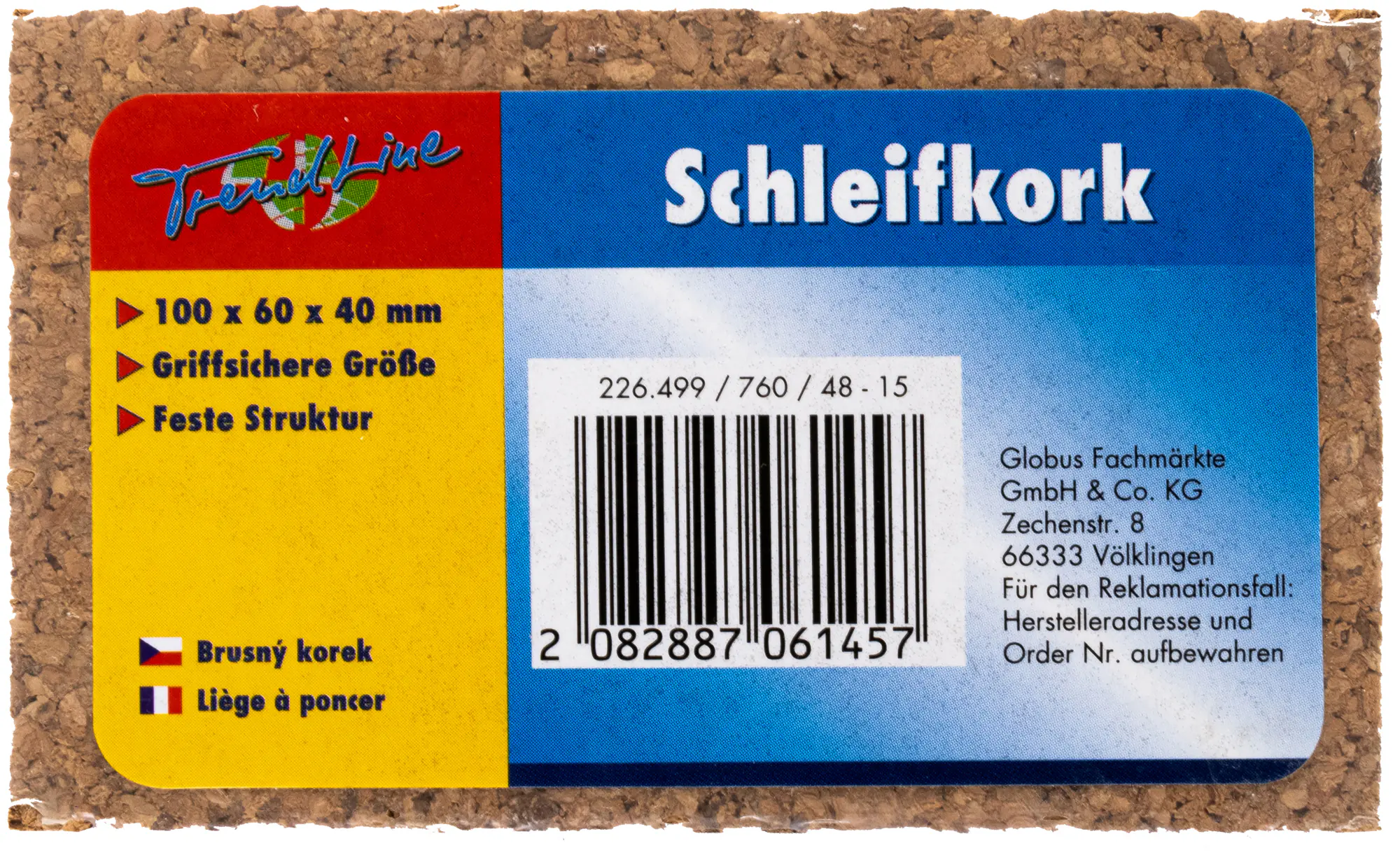 TrendLine Schleifkork 10 x 6 cm