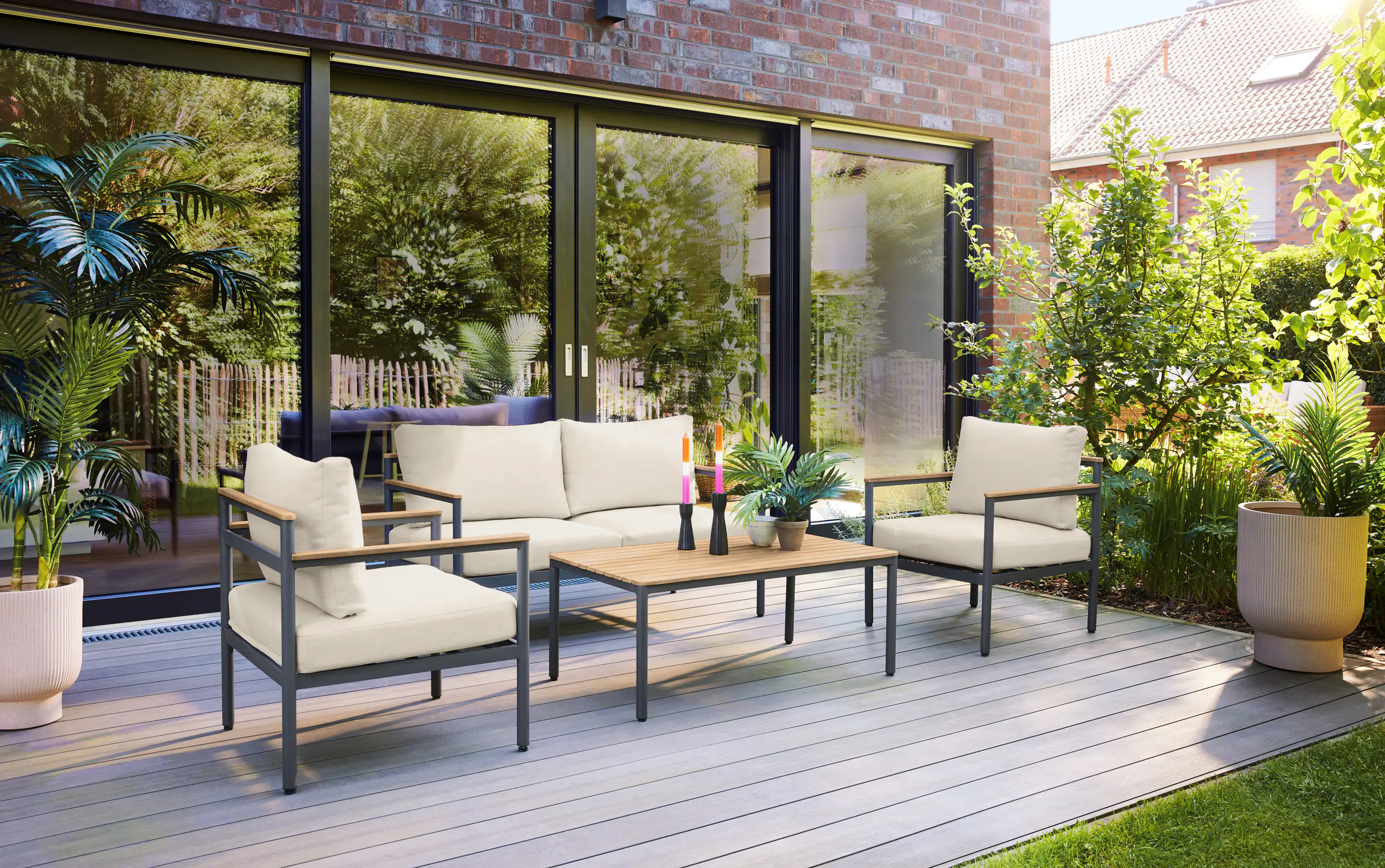 Primaster Gartenmöbel-Set Positano Holz/Aluminium