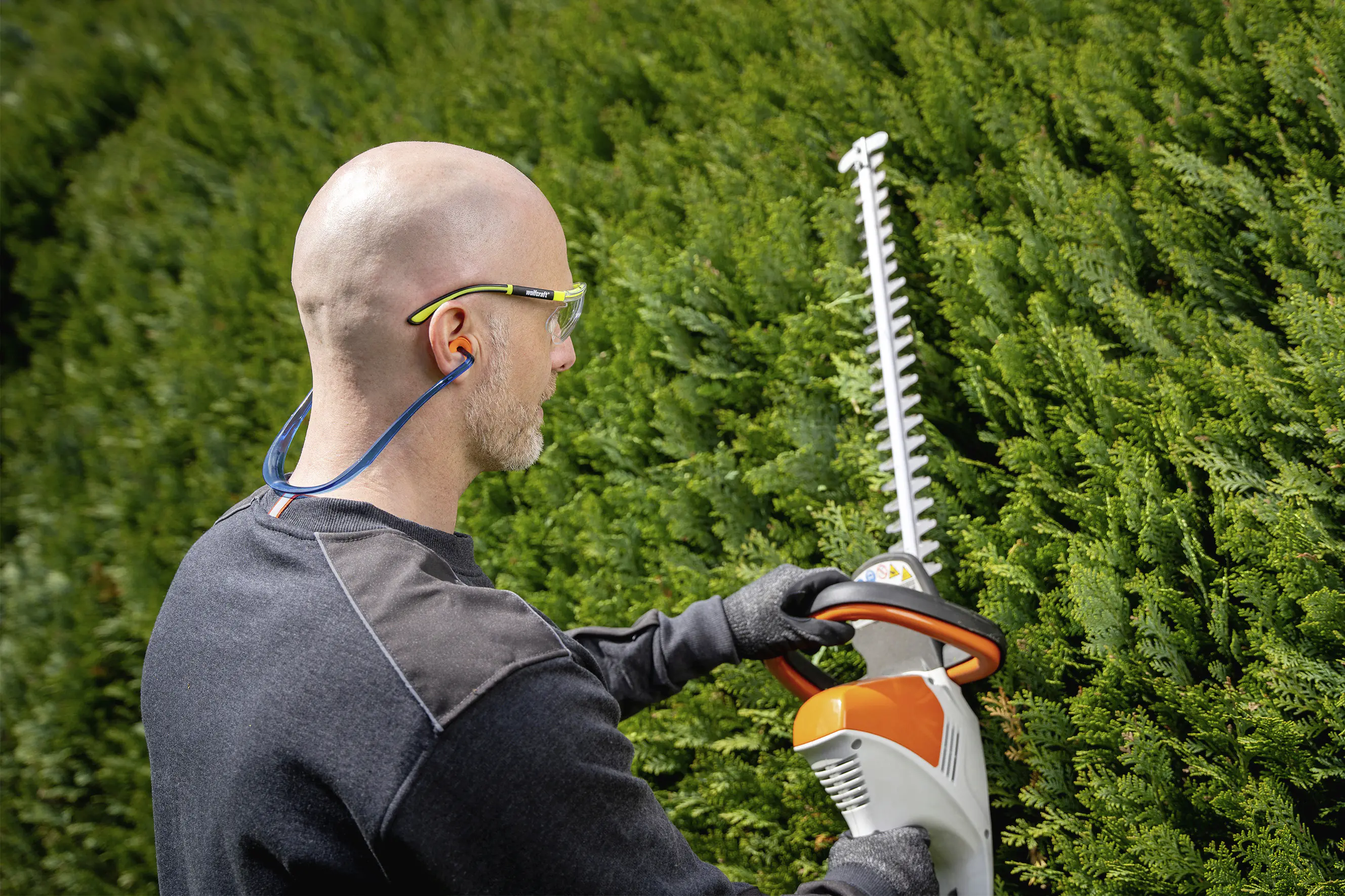 Wolfcraft Gehörschutzstöpsel mit Bügel blau/orange 24 dB 1 Paar
