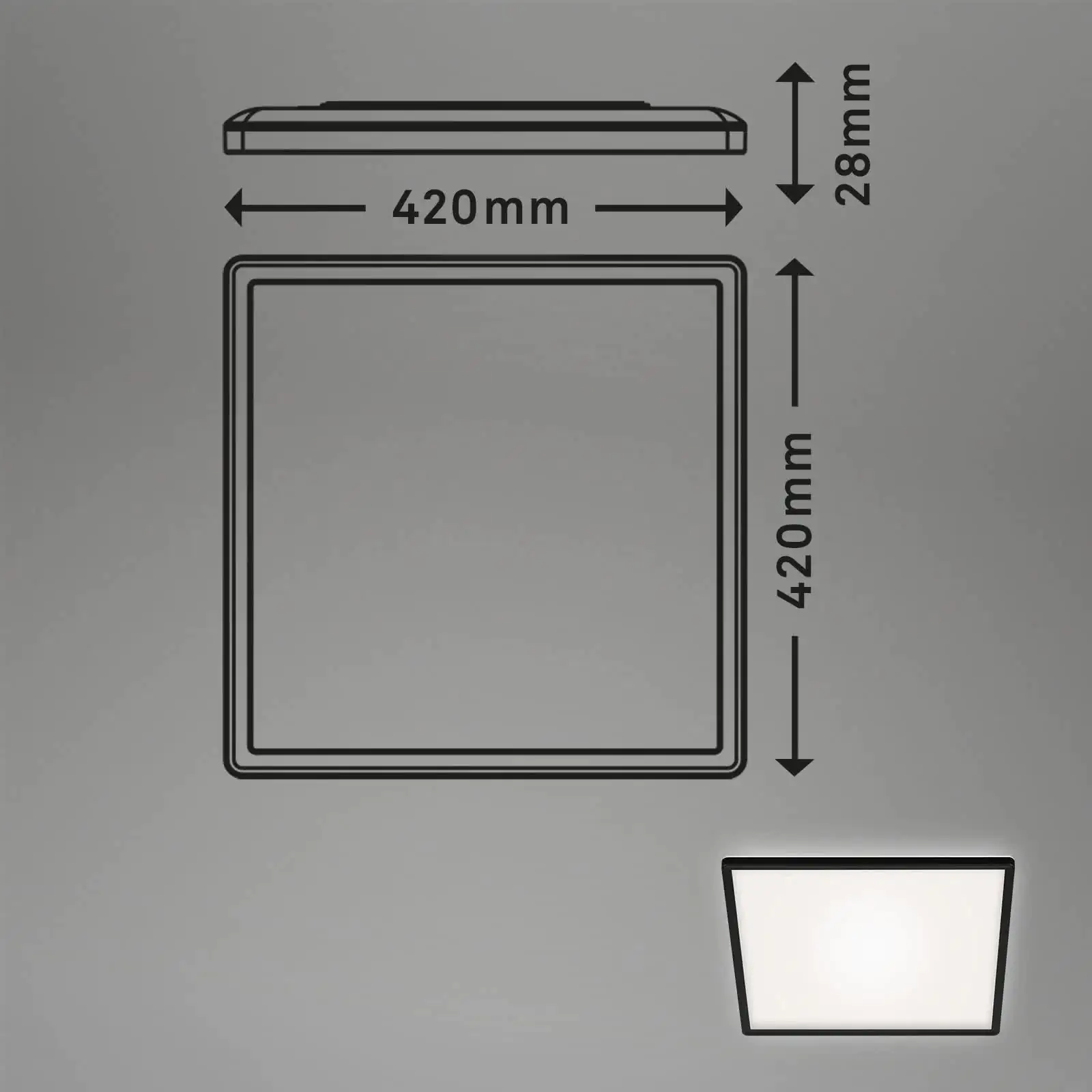 Di-Ka ultraflaches LED Panel Slim 42 x 42 cm schwarz mit Backlight